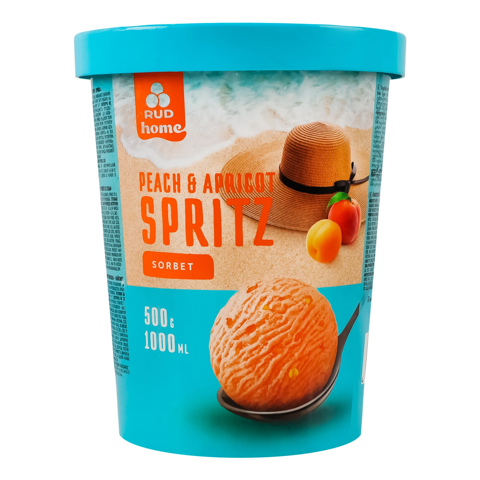 Морозиво Rud Spritz сорбет Персик-абрикос 500г Фото №:1
