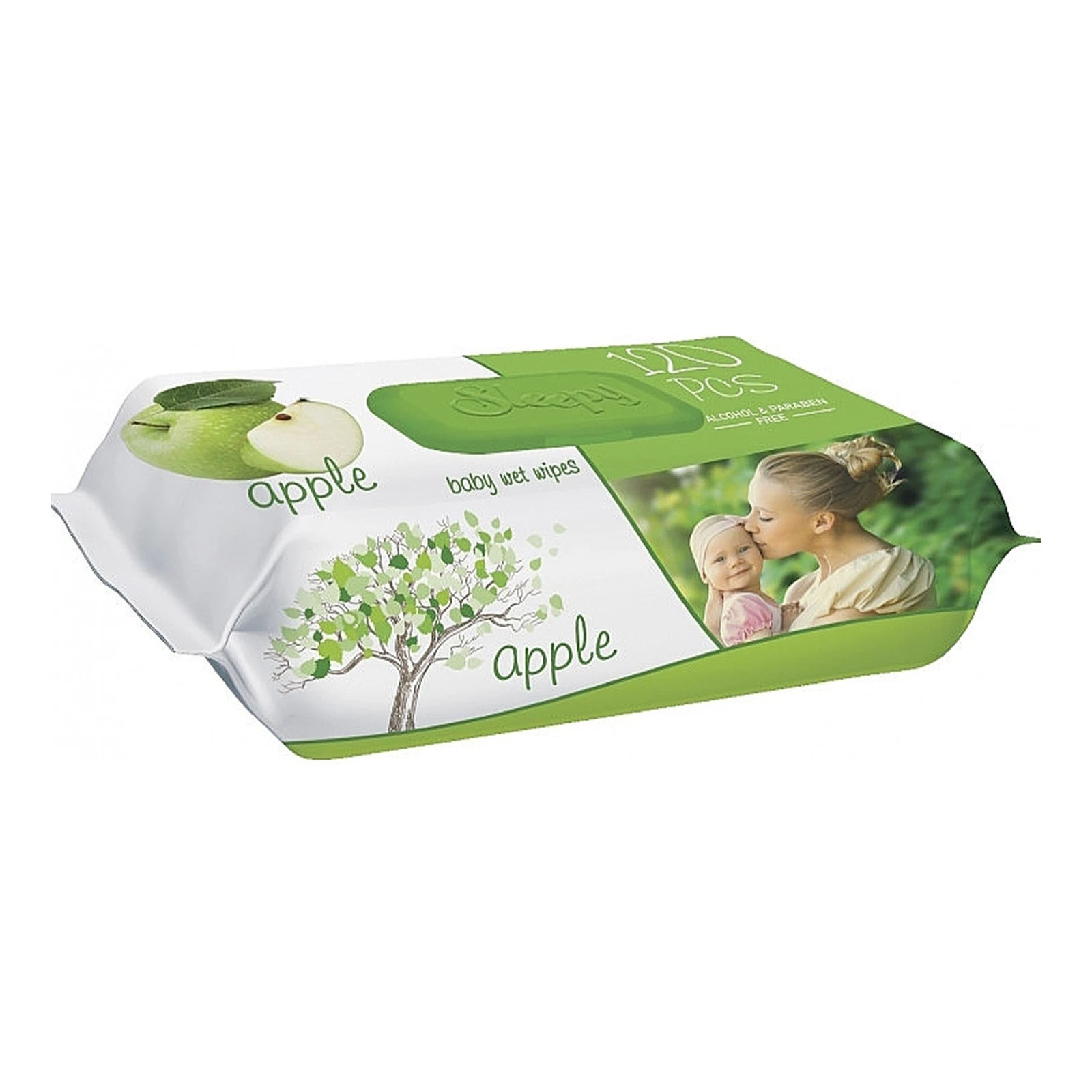 Серветки вологі Sleepy дитячі з клапаном Яблуко 120 шт Фото №:1