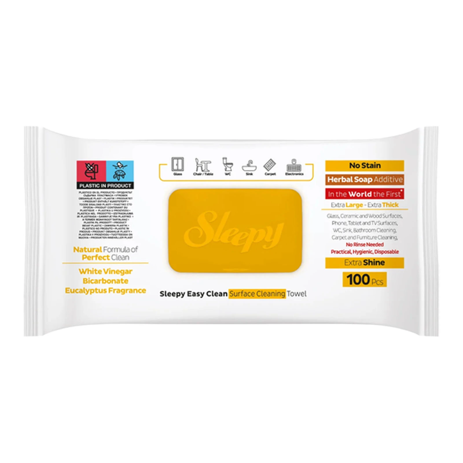 Серветки вологі Sleepy Easy Clean для прибирання з клапаном Herbal 100шт Фото №:1