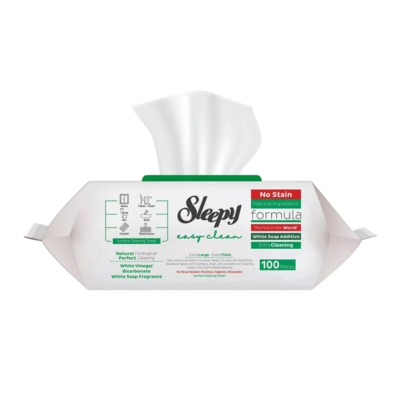 Серветки вологі Sleepy Easy Clean для прибирання з клапаном White soap 100 шт Фото №:2