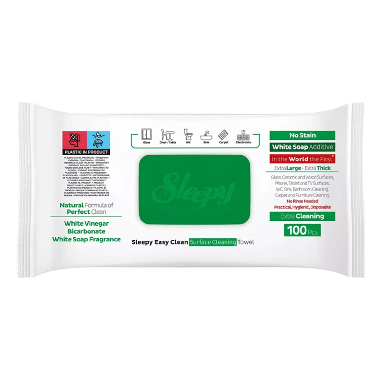 Серветки вологі Sleepy Easy Clean для прибирання з клапаном White soap 100 шт Фото №:1