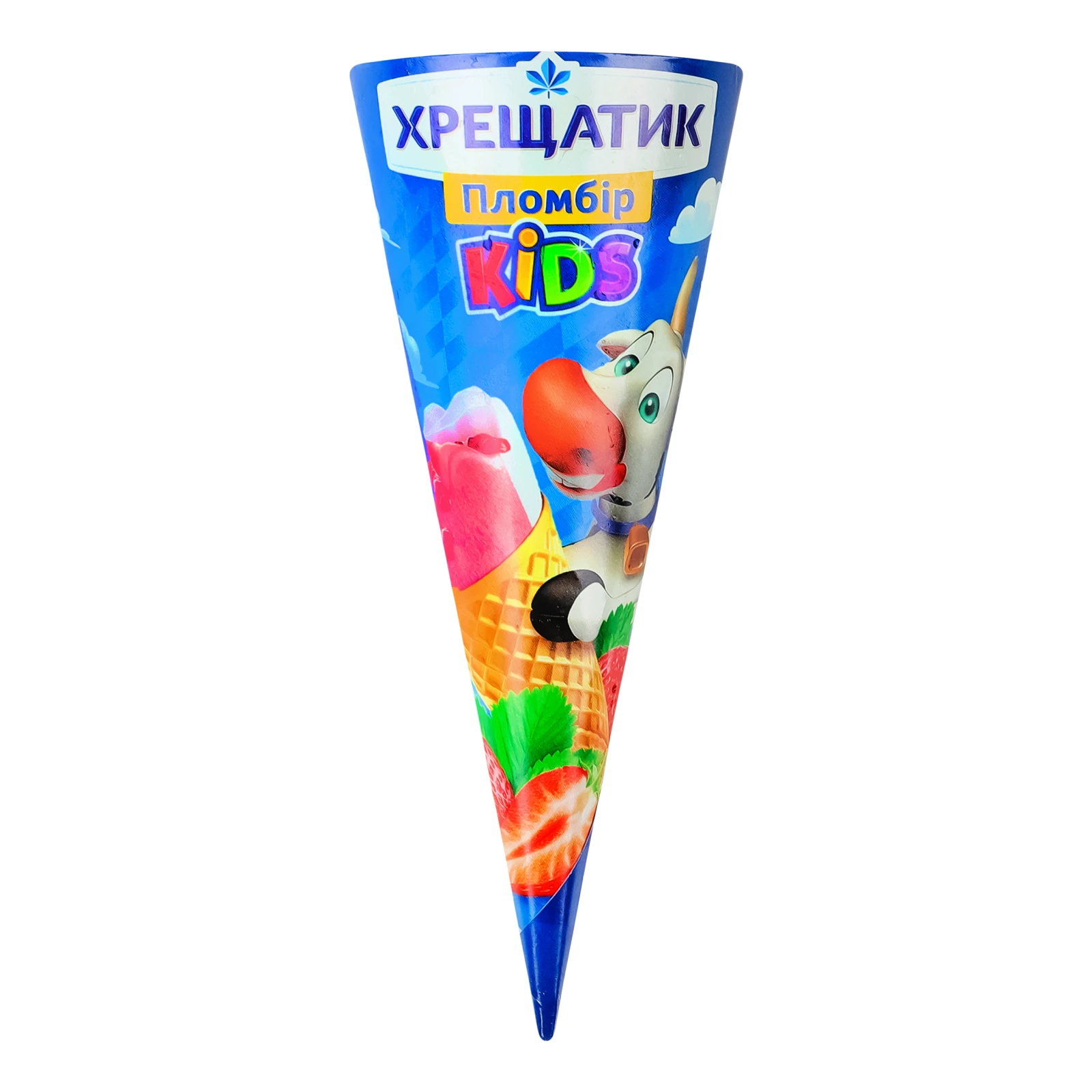 Морозиво Хрещатик Kids пломбір двошарове у вафельному ріжку 80г Фото №:1