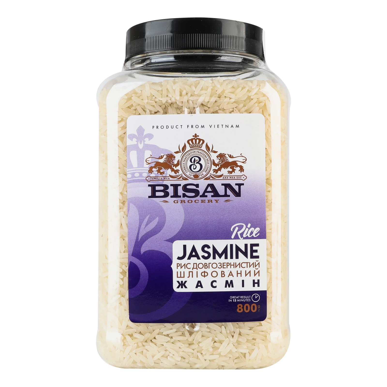 Рис Bisan Jasmine довгозернистий шліфований 800г Фото №:1