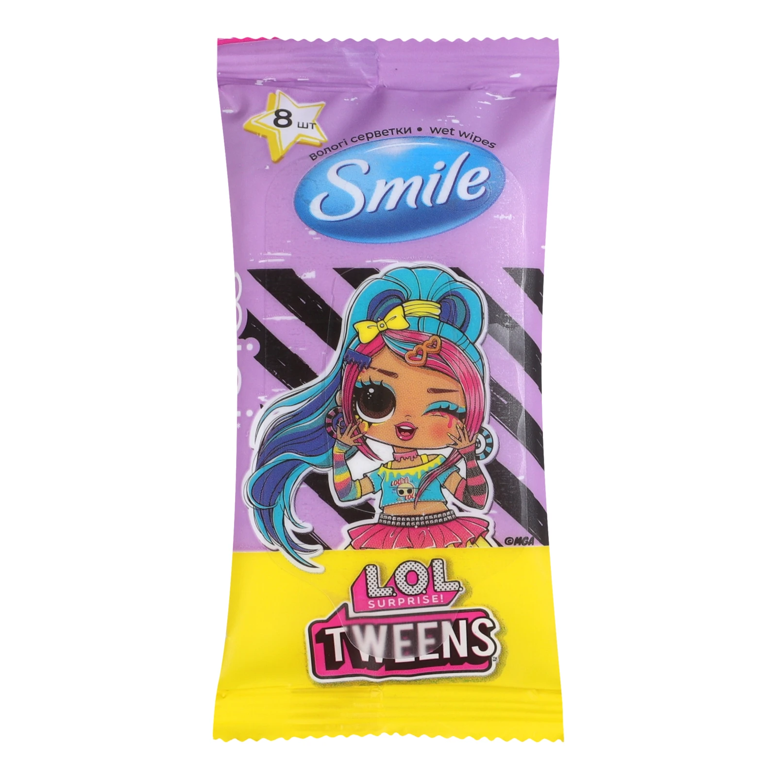 Серветки вологі Smile Tweens L.O.L Surprise! 8шт Фото навігації №:1