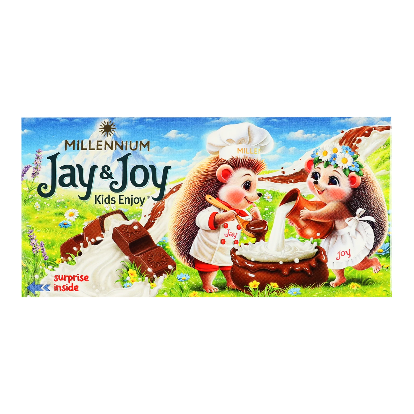 Шоколад Millennium Jay&Joy молочний з молочною начинкою 90г Фото №:1
