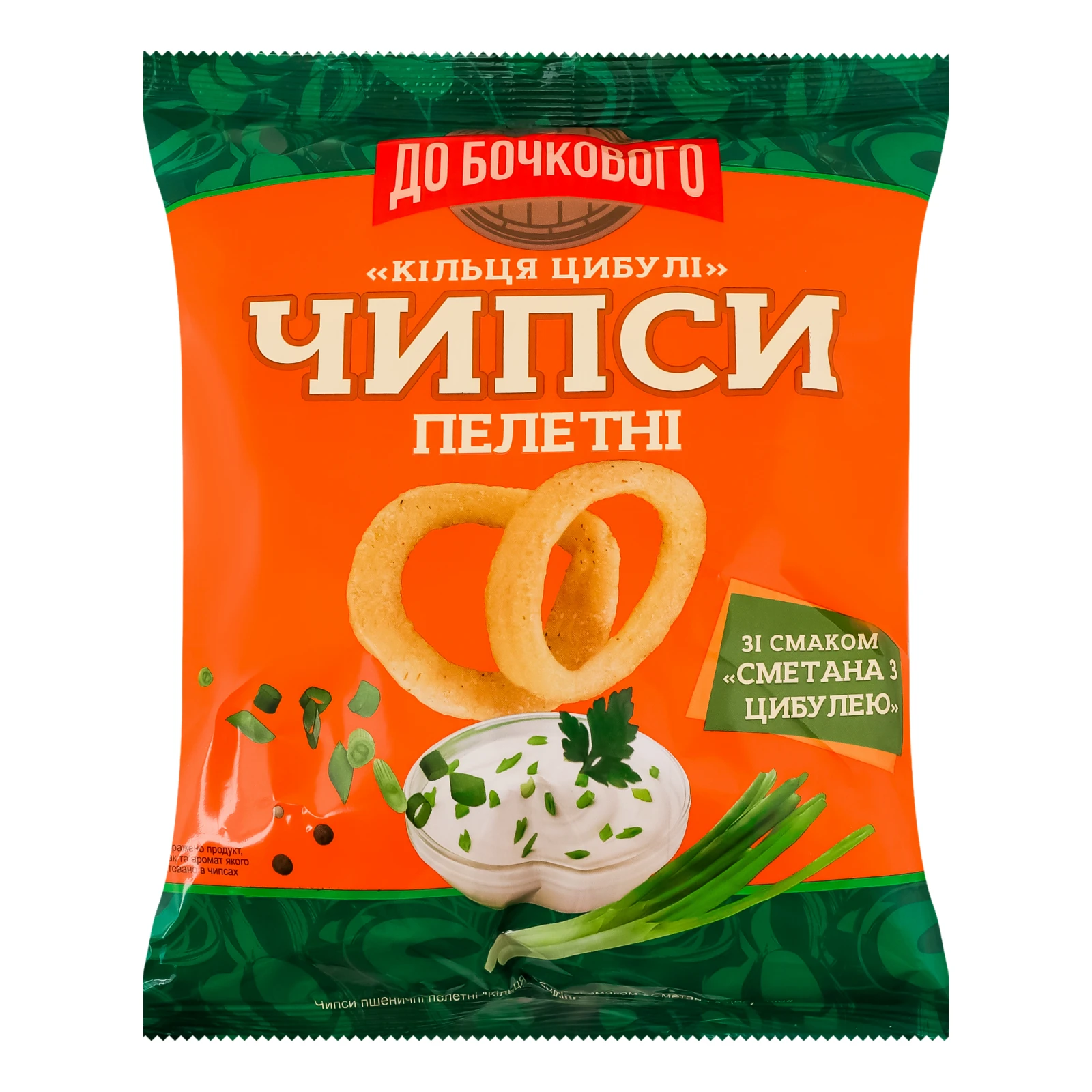 Чипси До Бочкового пшеничні пелетні Кільця цибулі зі смаком Сметана з цибулею 50г Фото навігації №:1
