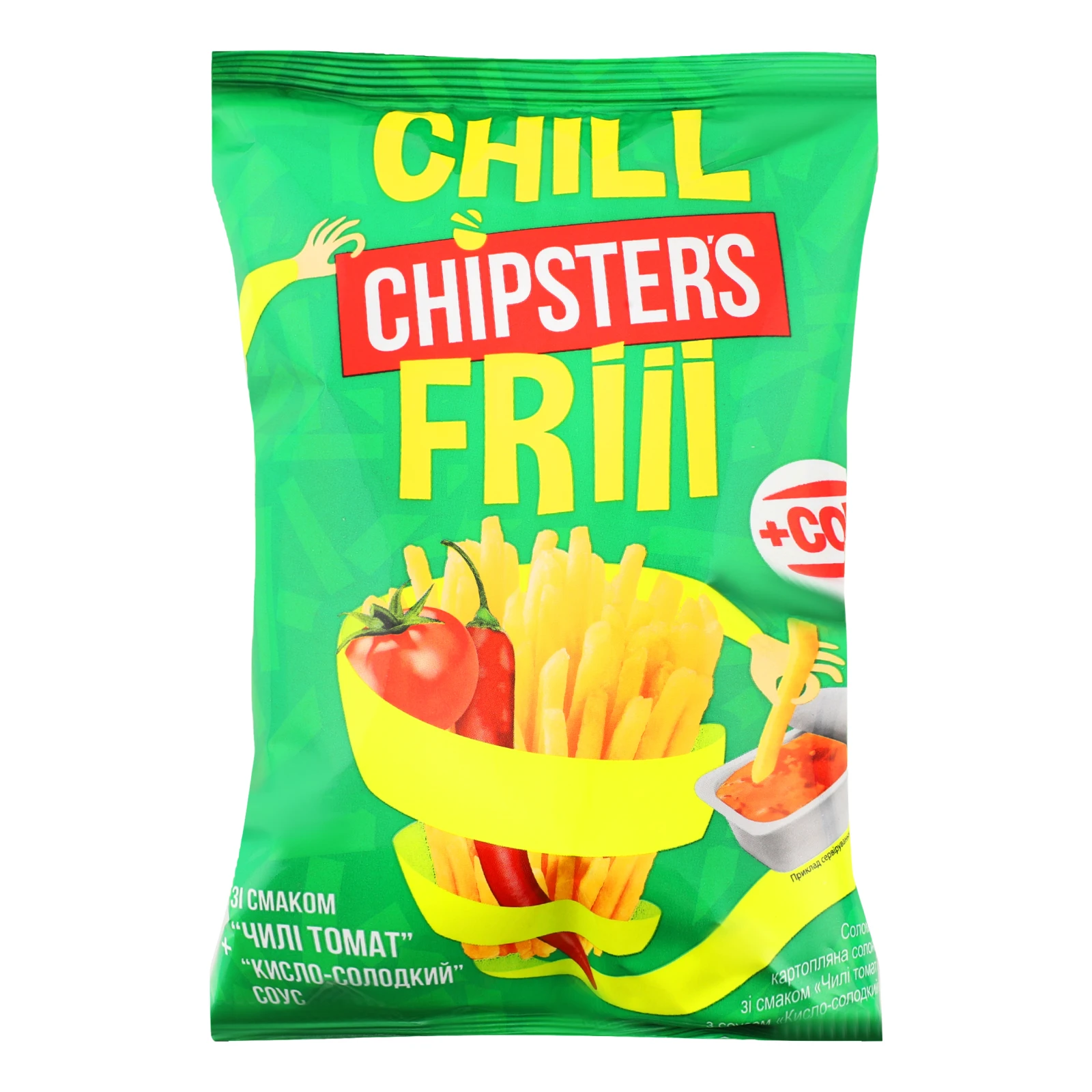 Соломка Chipster's картопляна солона зі смаком Чилі томат + соус Кисло-солодкий 70г Фото №:1