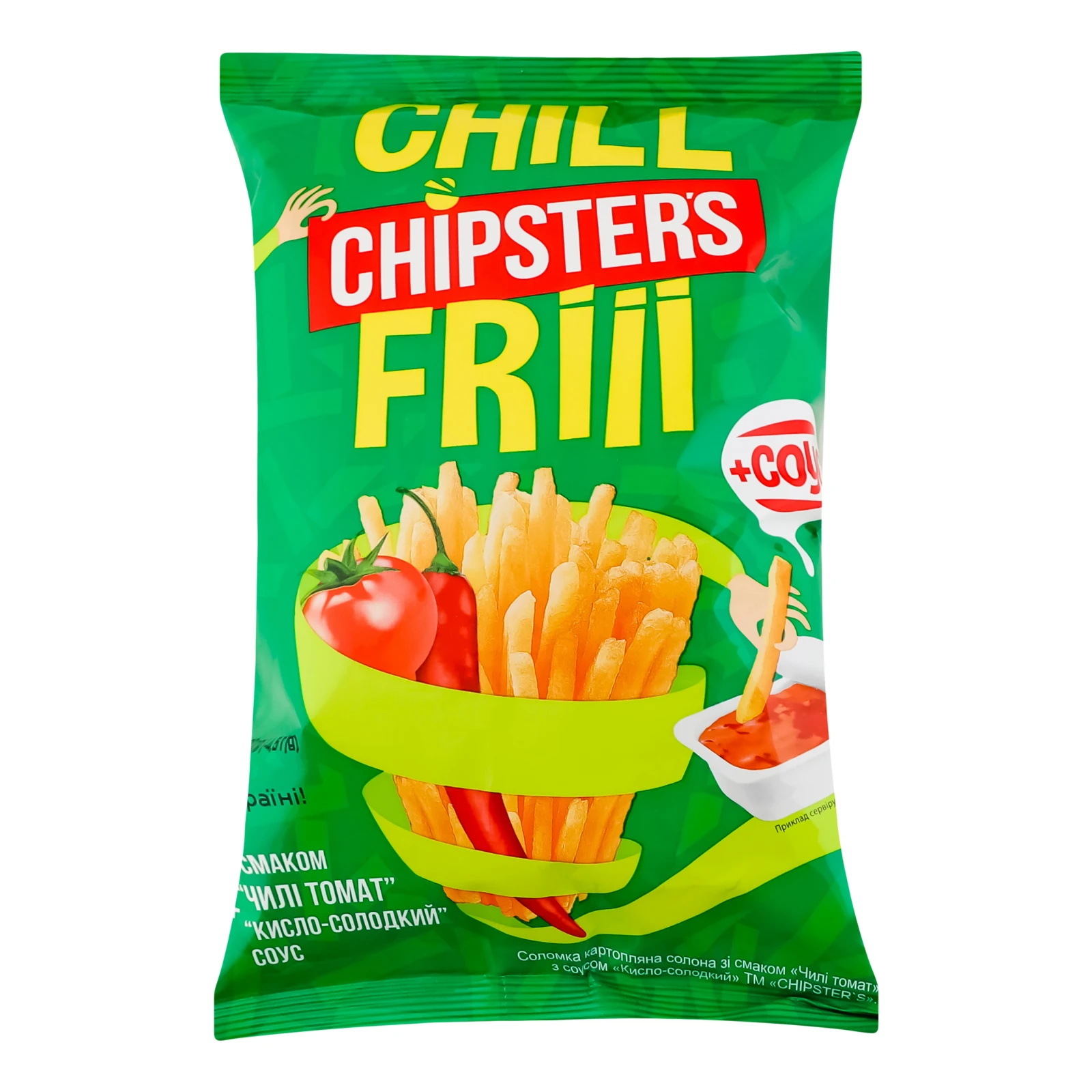 Соломка Chipster's картопляна солона зі смаком Чилі томат + соус Кисло-солодкий 70г Фото №:1