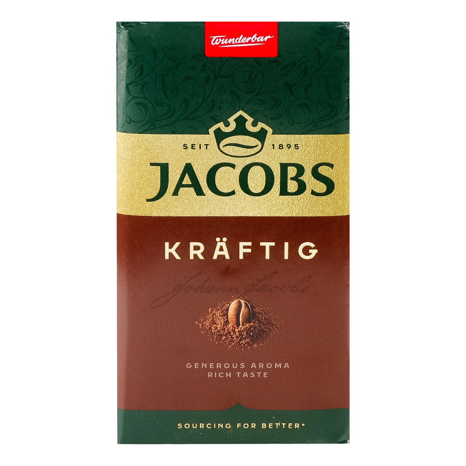 Кава Jacobs Kraftig натуральна смажена мелена 500г Фото навігації №:1