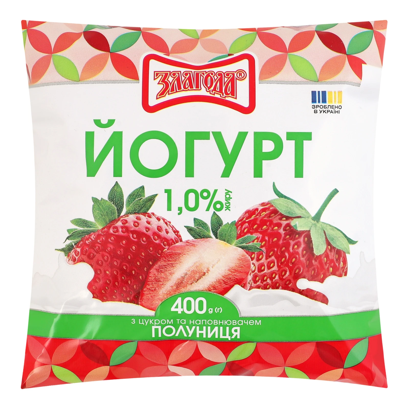 Йогурт Злагода з цукром Полуниця 1% 400г Фото №:1