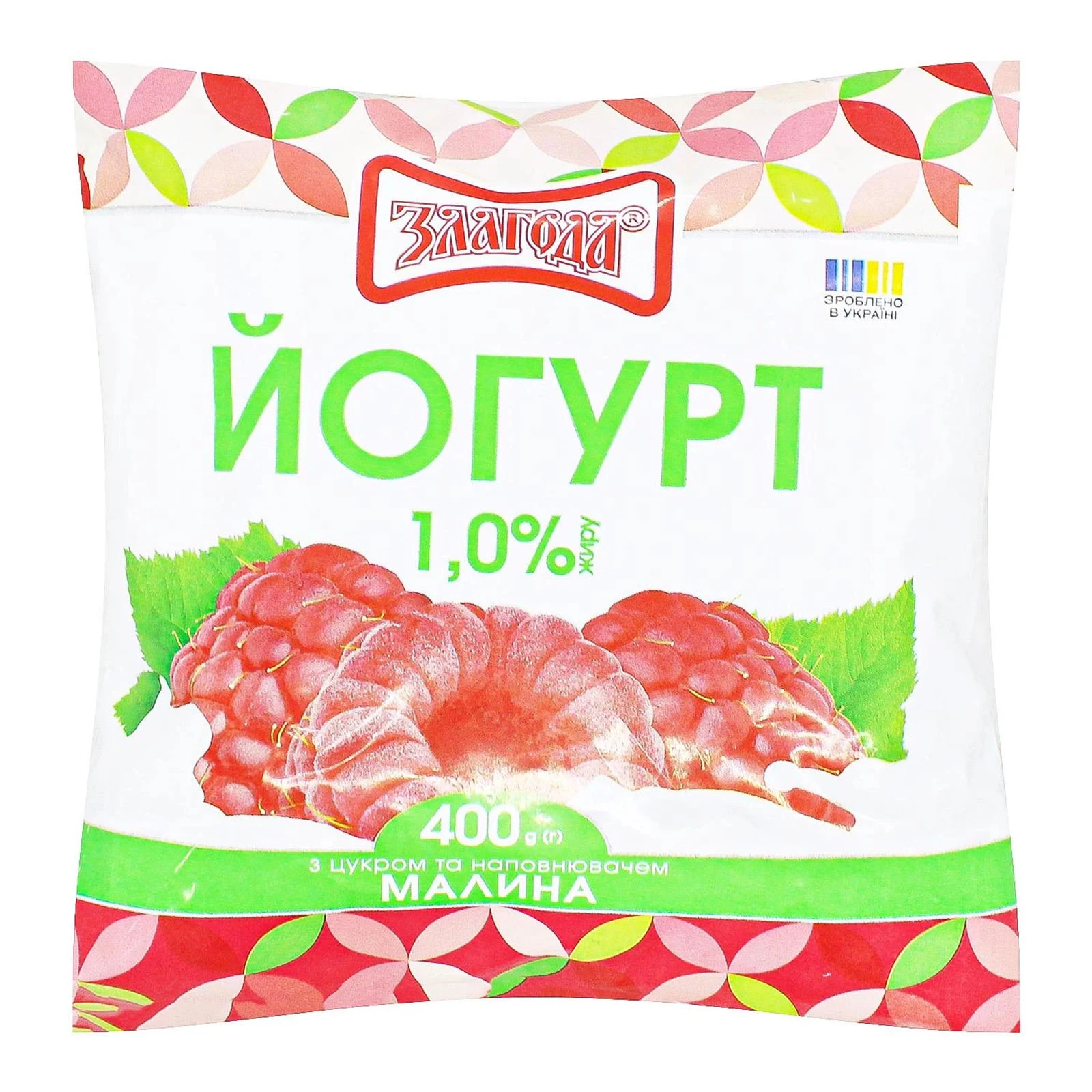 Йогурт Злагода 400г 1,0% малина п/е Фото навігації №:1