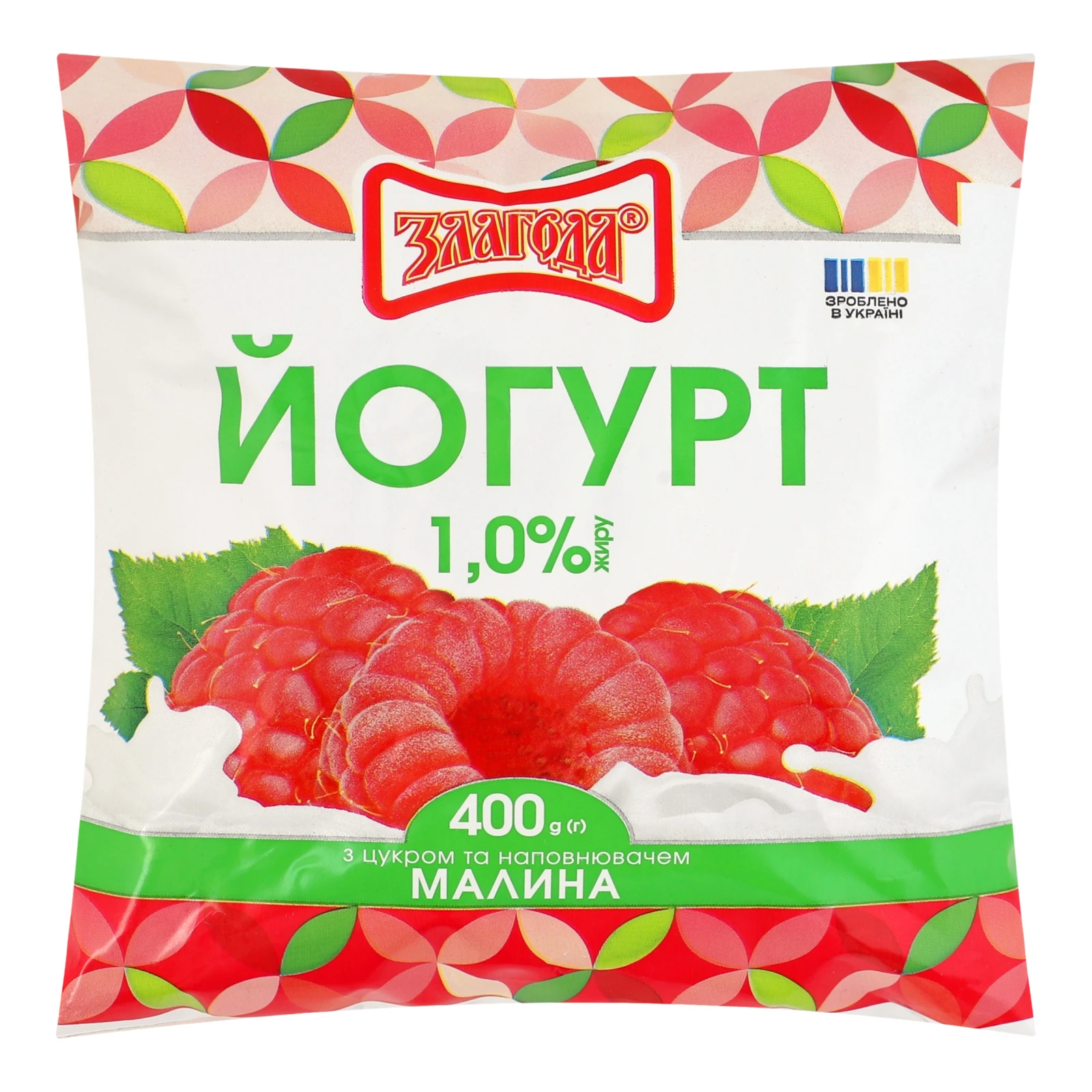 Йогурт Злагода з цукром Малина 1% 400г Фото №:1