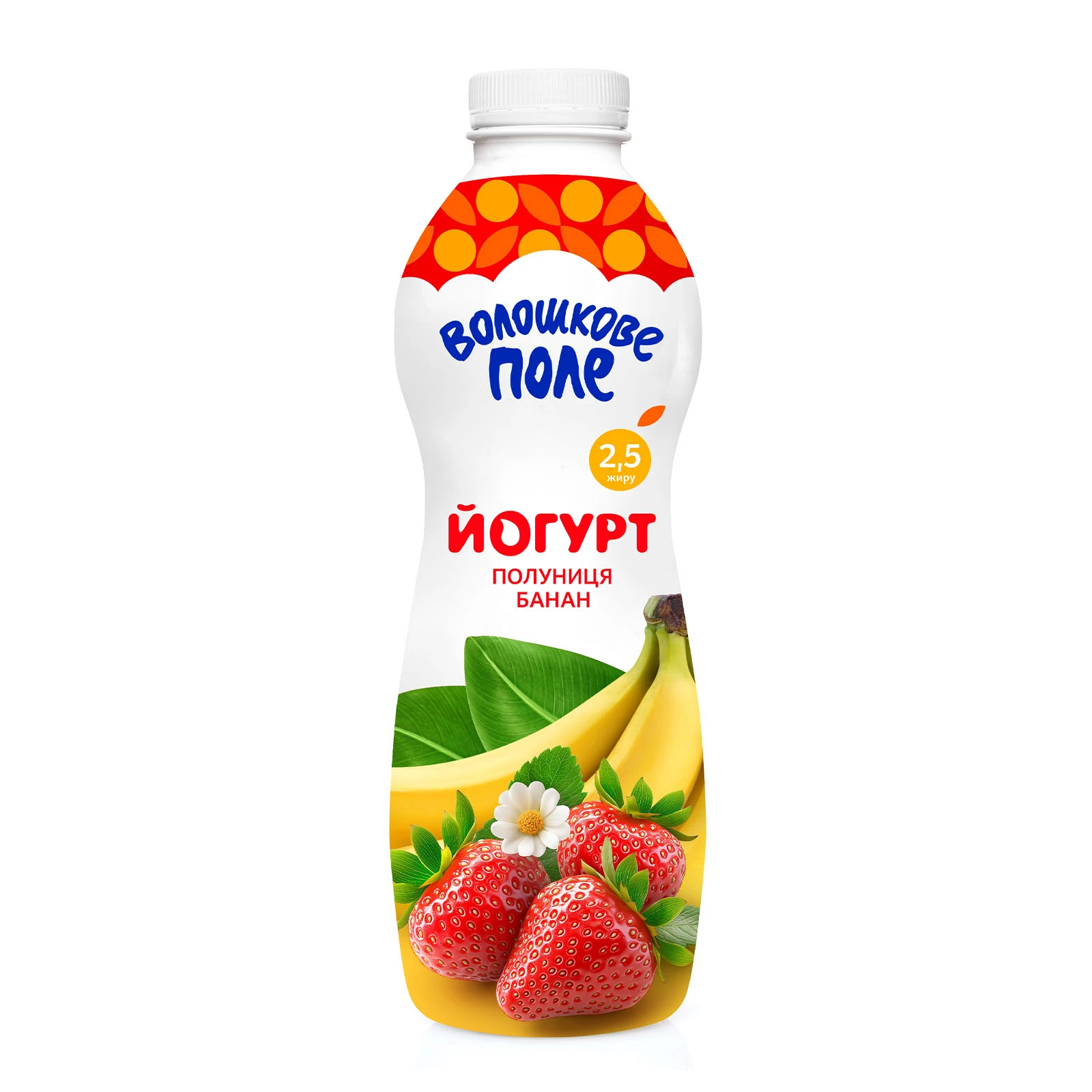 Йогурт Волошкове поле 750г 2,5% полуниця-банан пл/пляш Фото №:1