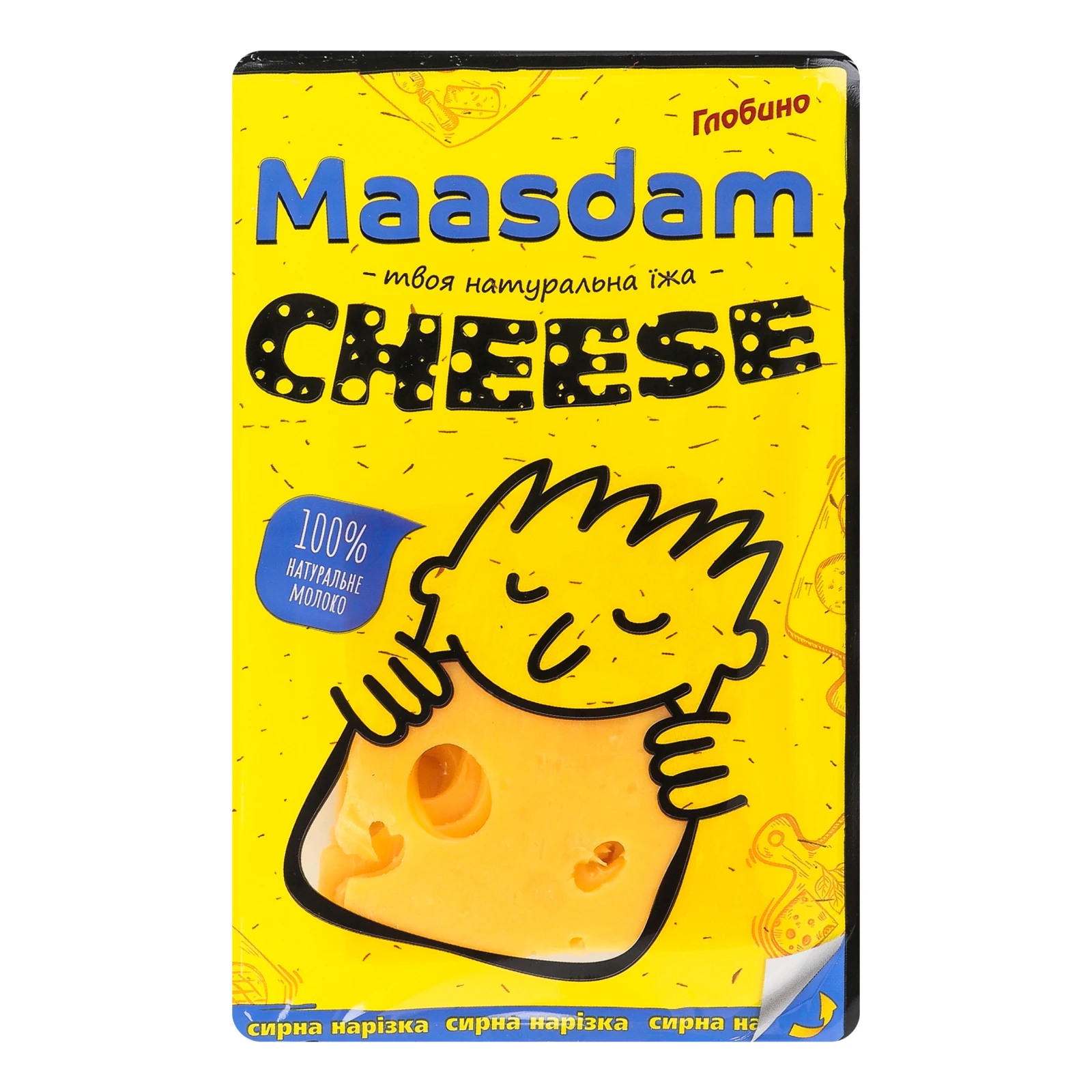 Сир Глобино Maasdam твердий 45% 150г Фото №:1