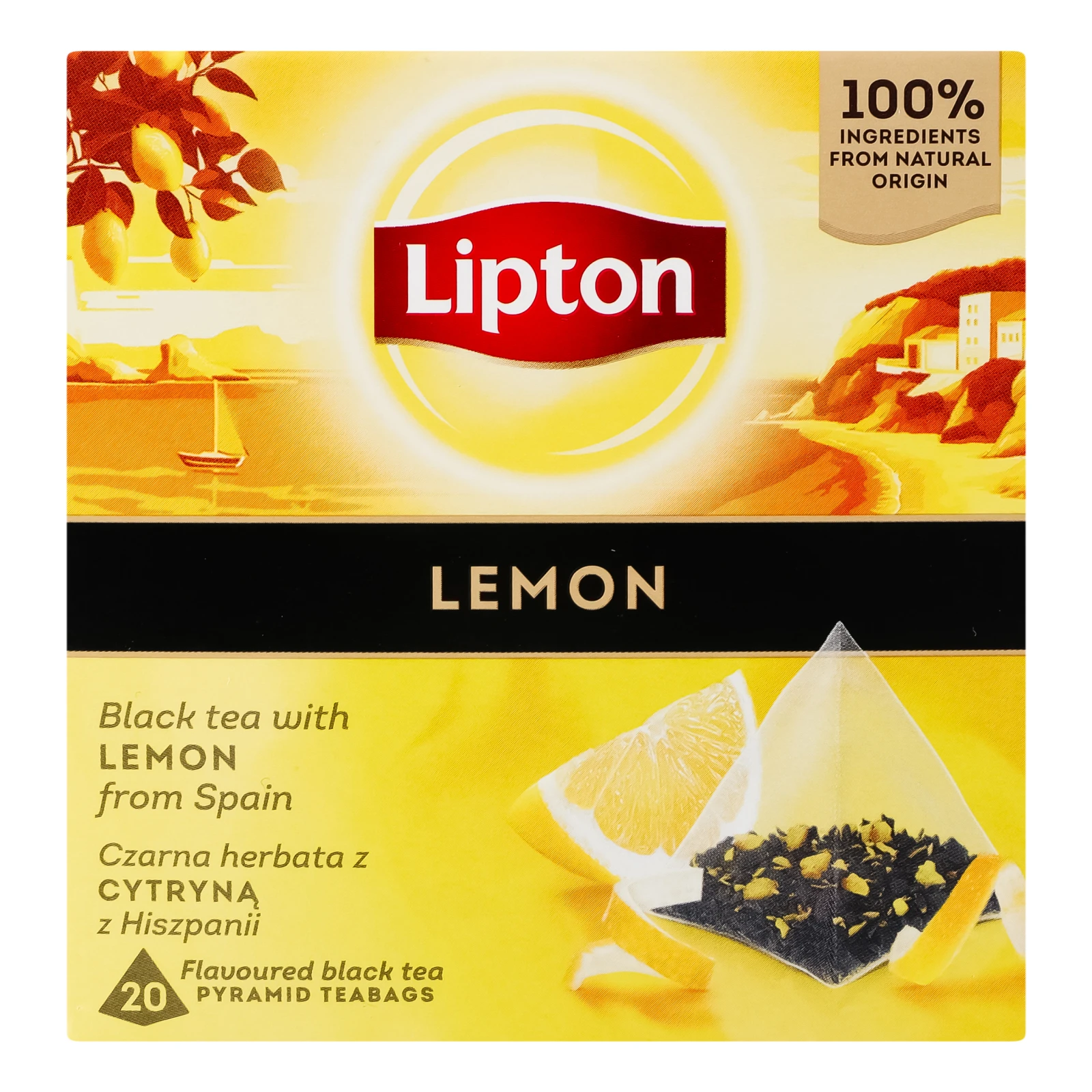 Чай Lipton Lemon чорний ароматизований 20шт 34г Фото №:1