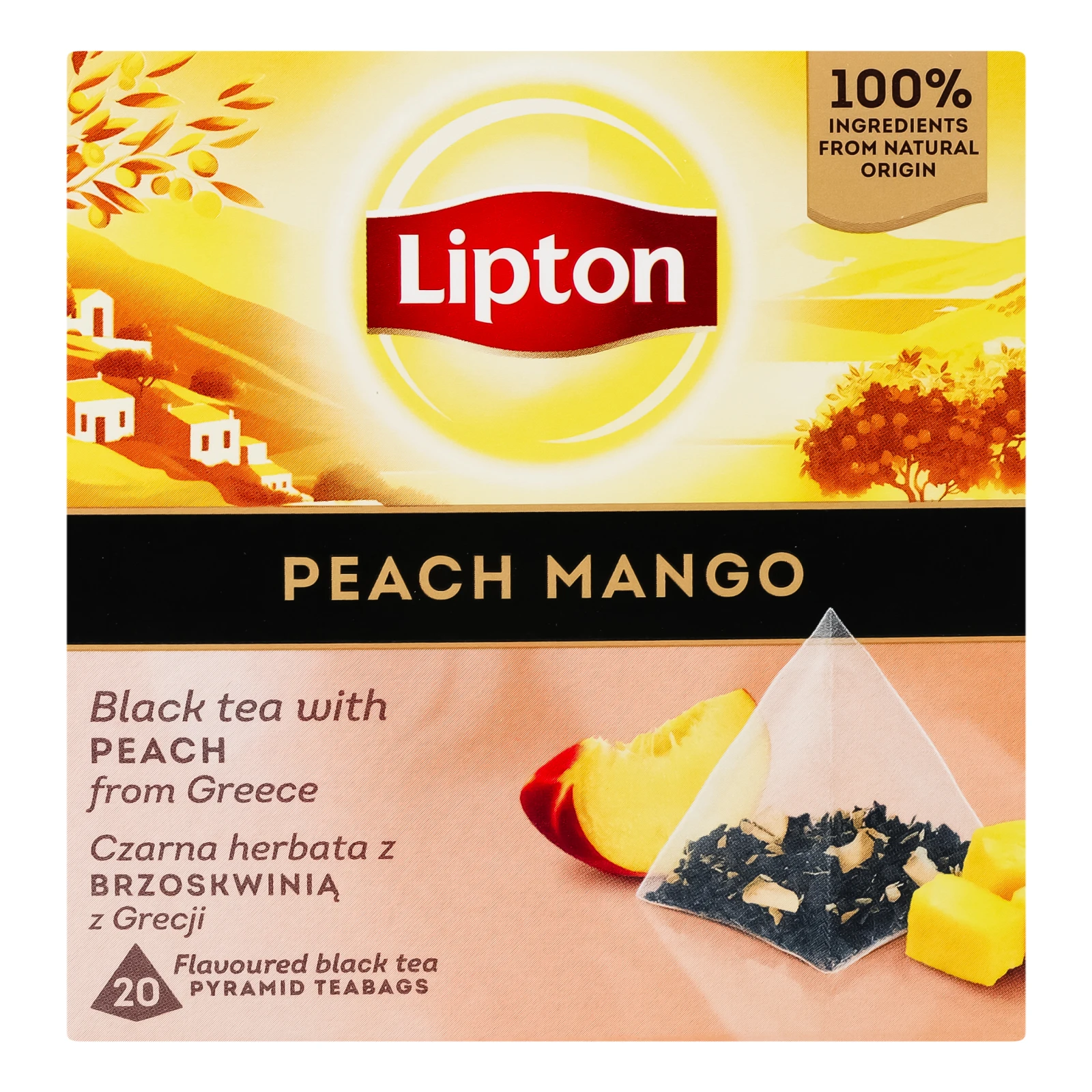 Чай Lipton 20пак чорний Peach mango Фото навігації №:1