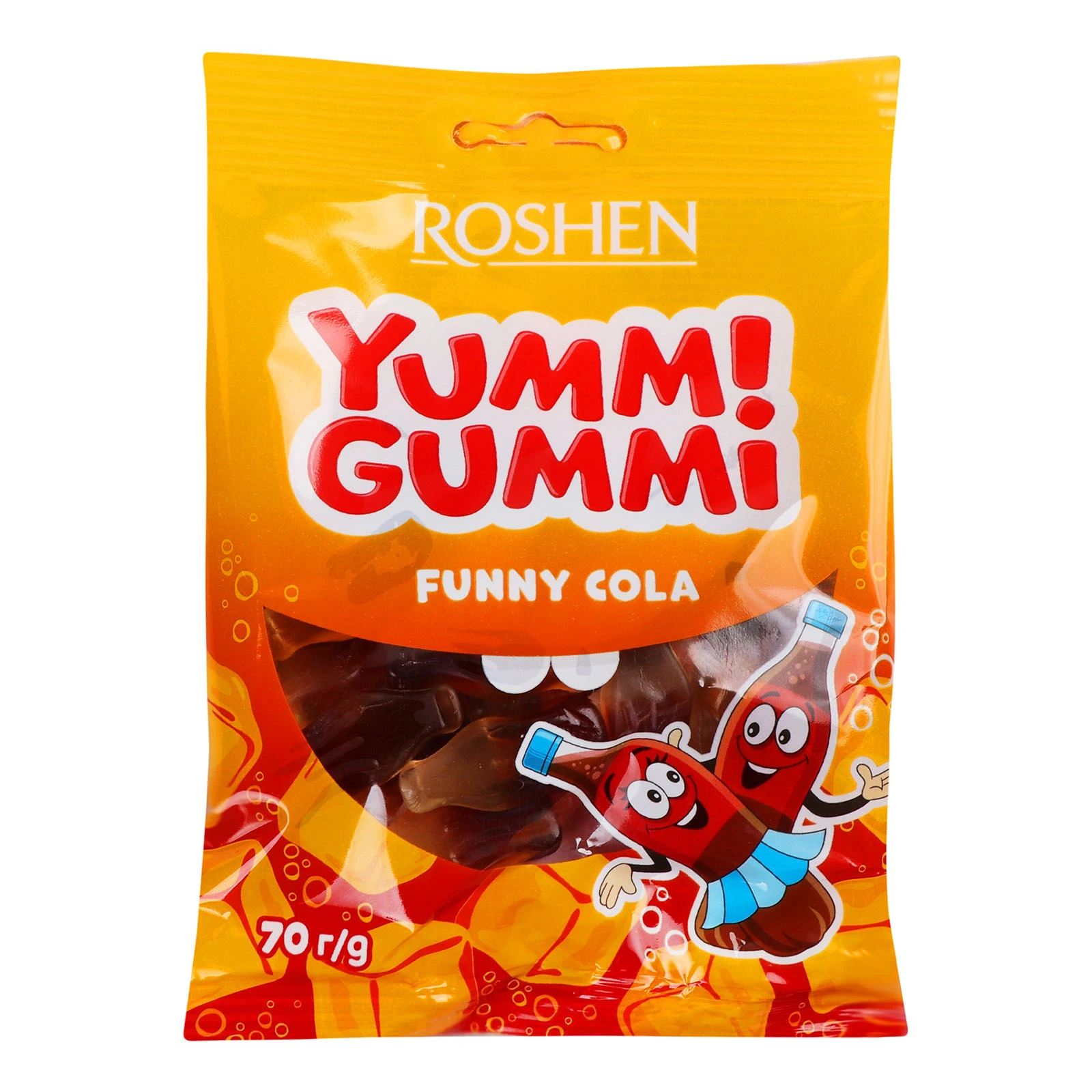 Цукерки желейні Roshen 70г Yummi Gummi funny cola Акція Фото №:1