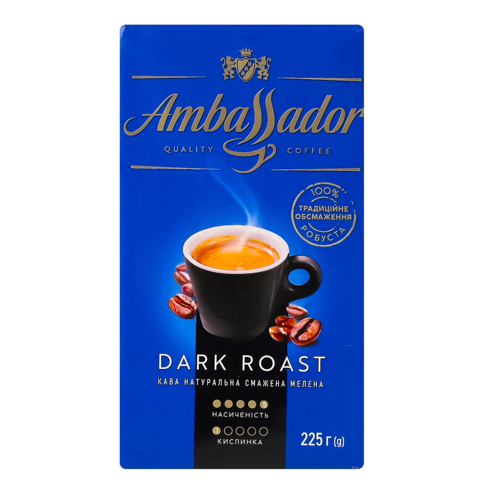 Кава Ambassador Dark Roast натуральна смажена мелена 225г Фото навігації №:1