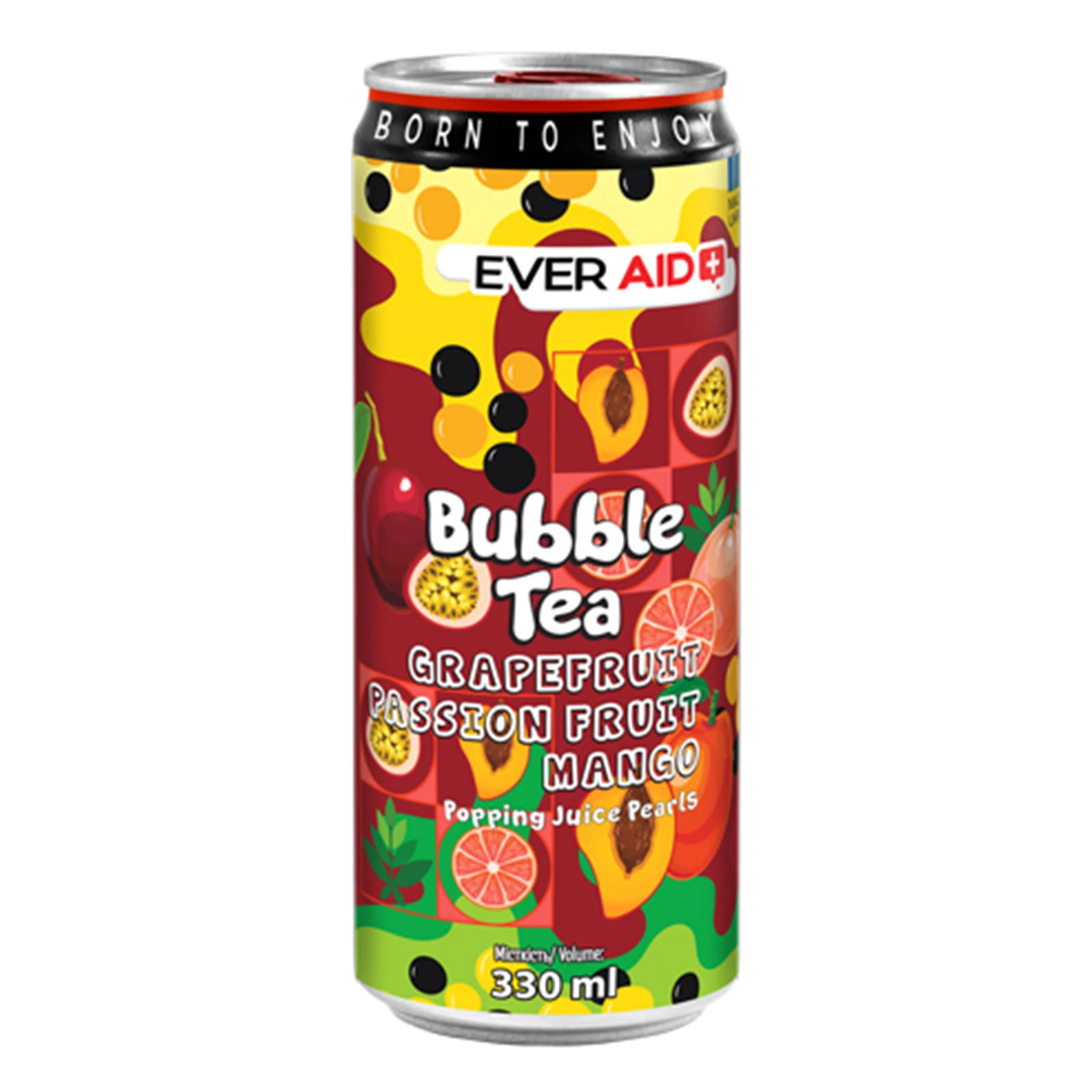 Напій Ever Aid Bubble Tea чайний слабогазований з фруктовими соками Grapefruit-Passion Fruit-Mango 330мл Фото навігації №:1