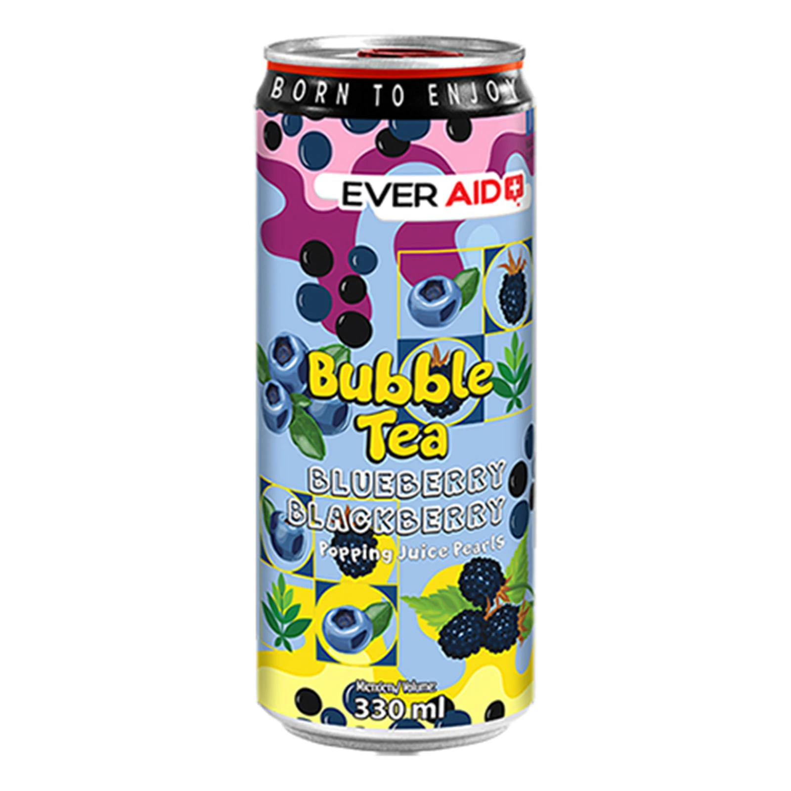 Напій Ever Aid Bubble Tea чайний з фруктовими соками слабогазований Blueberry-Blackberry 330мл
