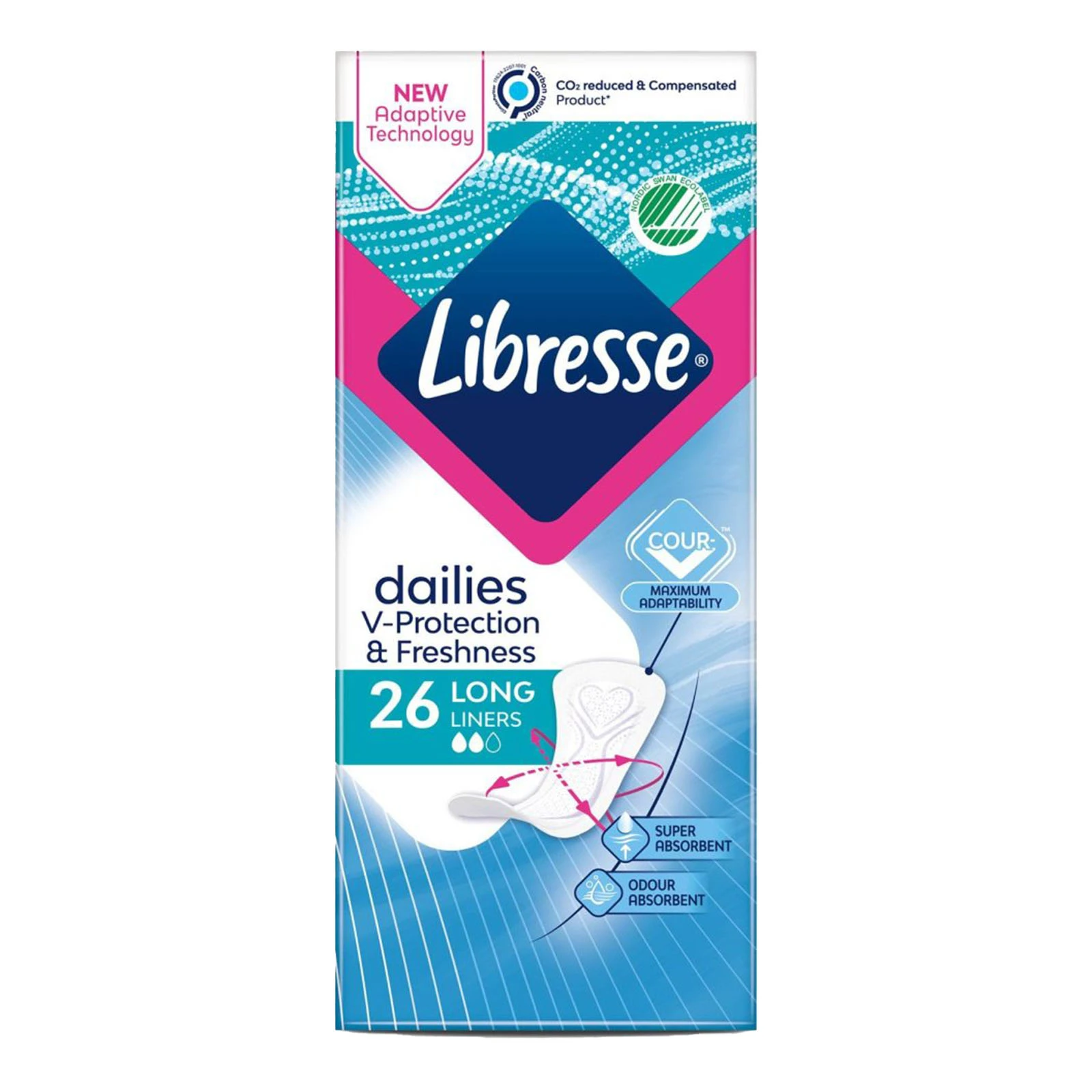 Прокладки щоденні Libresse Dailies Fresh&Protect Long liners 26шт Фото навігації №:1