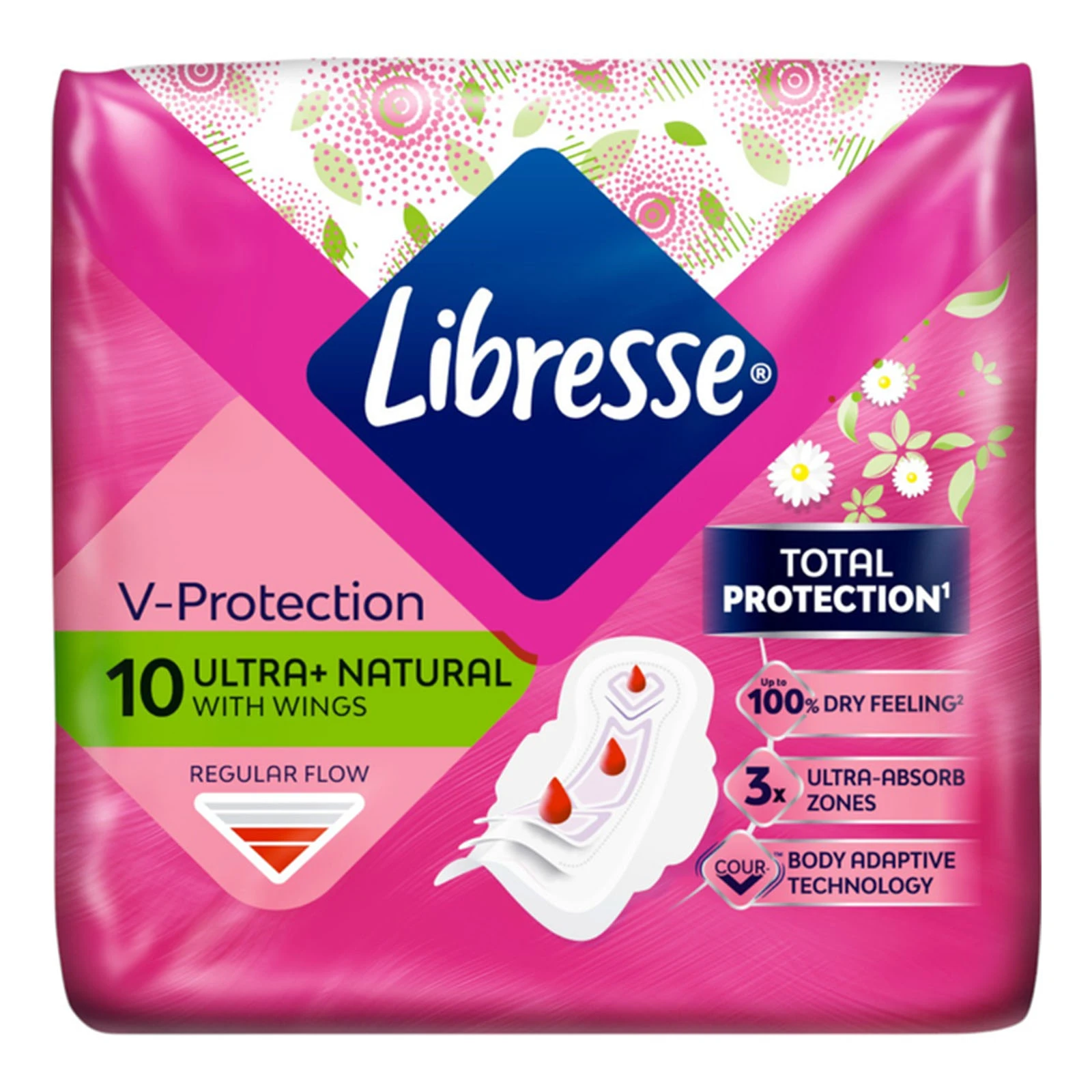 Прокладки гігієнічні Libresse Ultra+Natural з екстрактом алое вера та ромашки 10шт Фото №:1