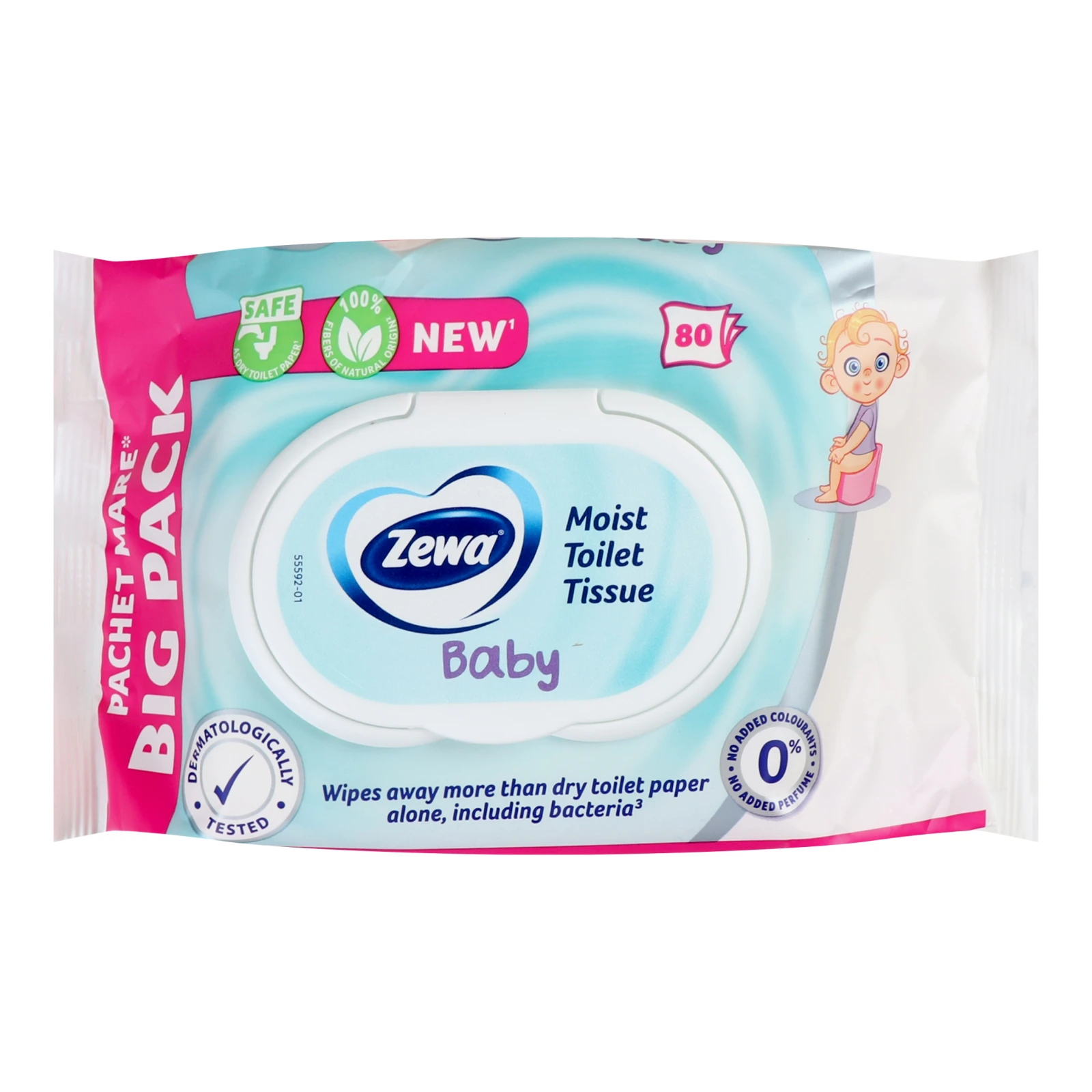 Туалетний папір Zewa 80шт Baby вологий Новинка Фото навігації №:1