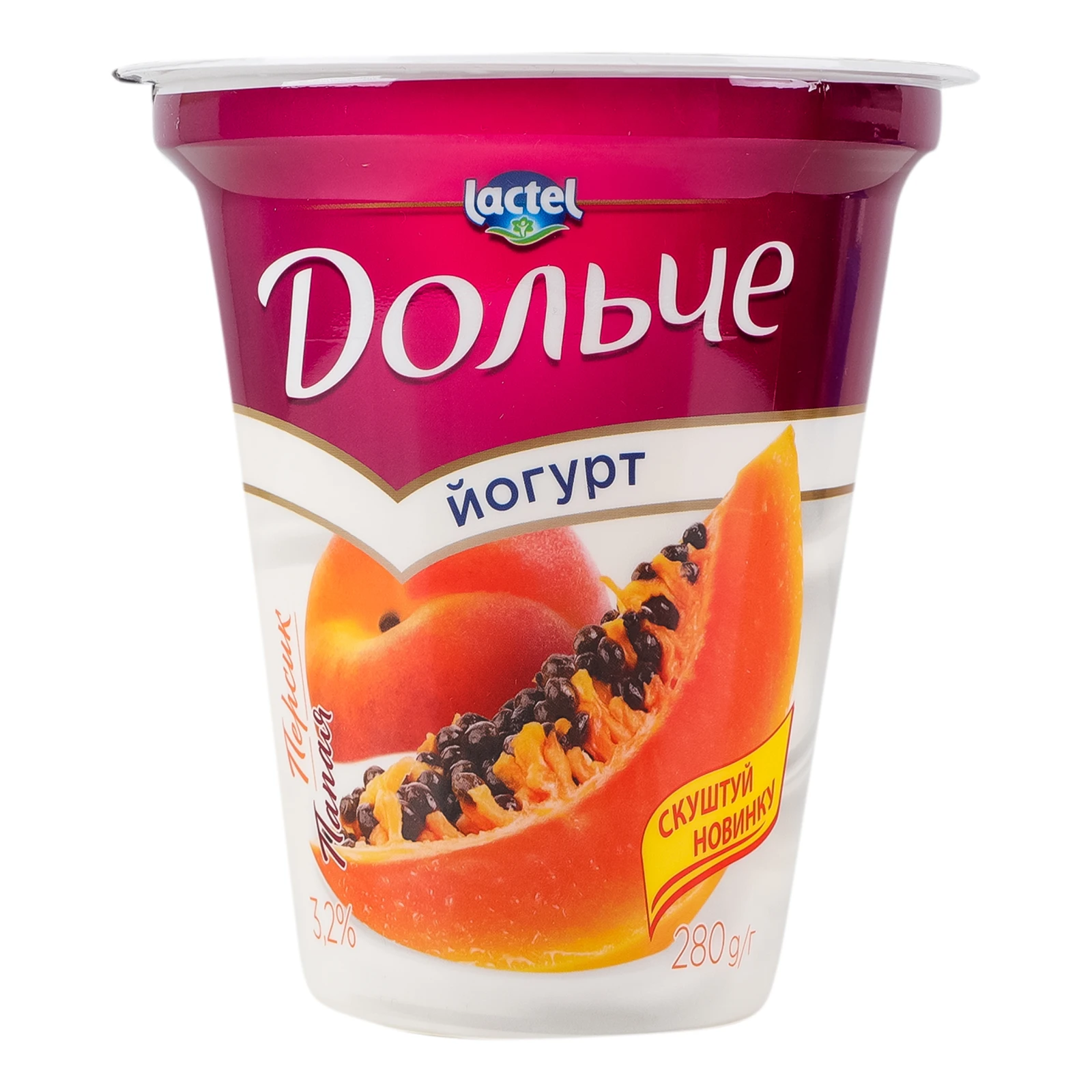Йогурт Дольче Персик-папая 3.2% 280г Фото №:1