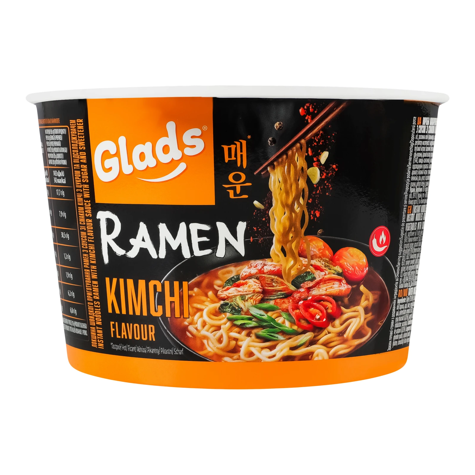 Локшина Glads швидкого приготування Рамен з соусом зі смаком Кімчі 105г Фото №:1