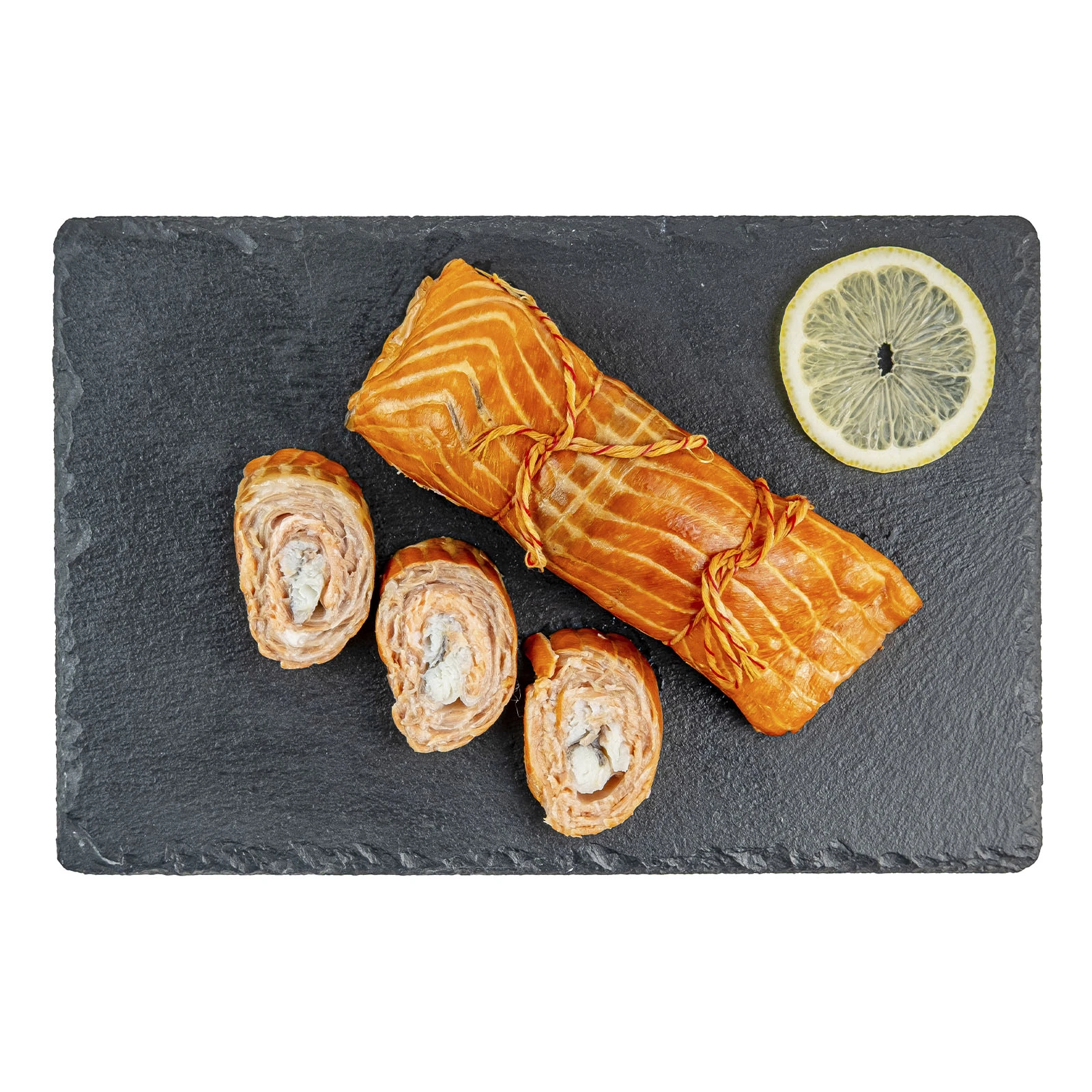 Рулет з лосося, фаршированний філе аргентини гаряче копчення Фото №:1