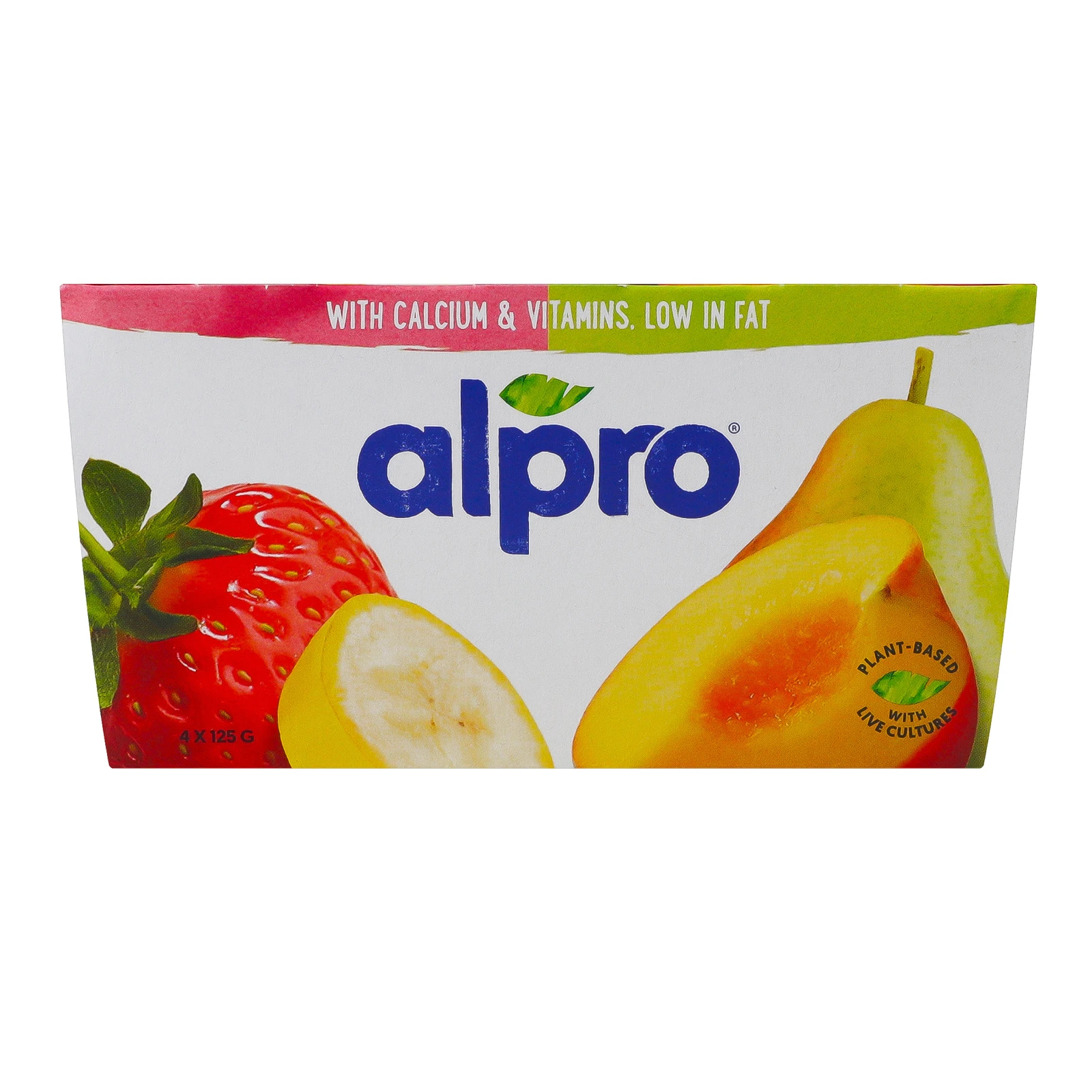 Продукт соєвий Alpro Полуниця-банан, Персик-груша ферментований 4*125г Фото навігації №:1