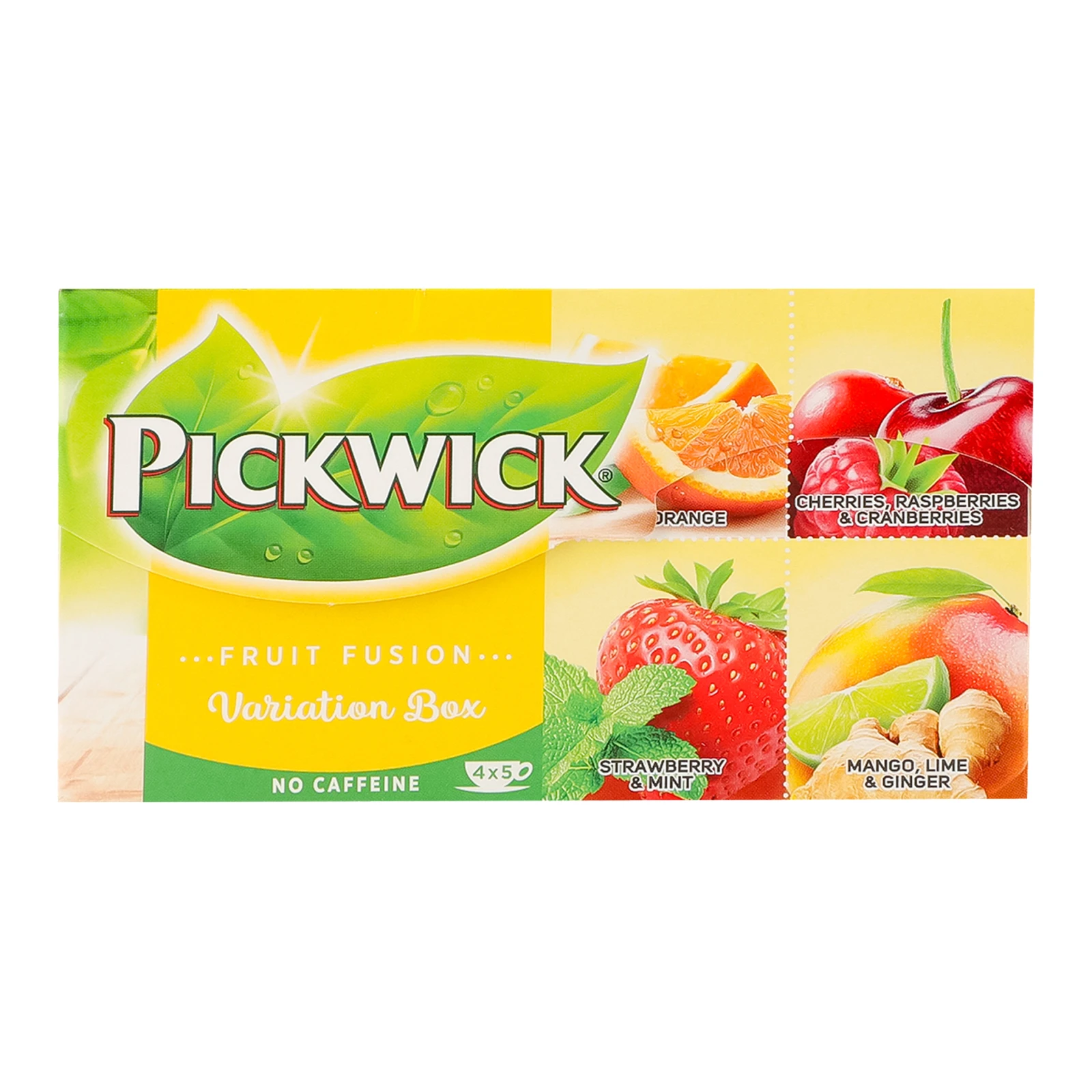 Чай Pickwick Fruit Fusion Variations фруктово-трав'яний ароматизований зі шматочками фруктів та ягодами 20*2/1.75г Фото навігації №:1