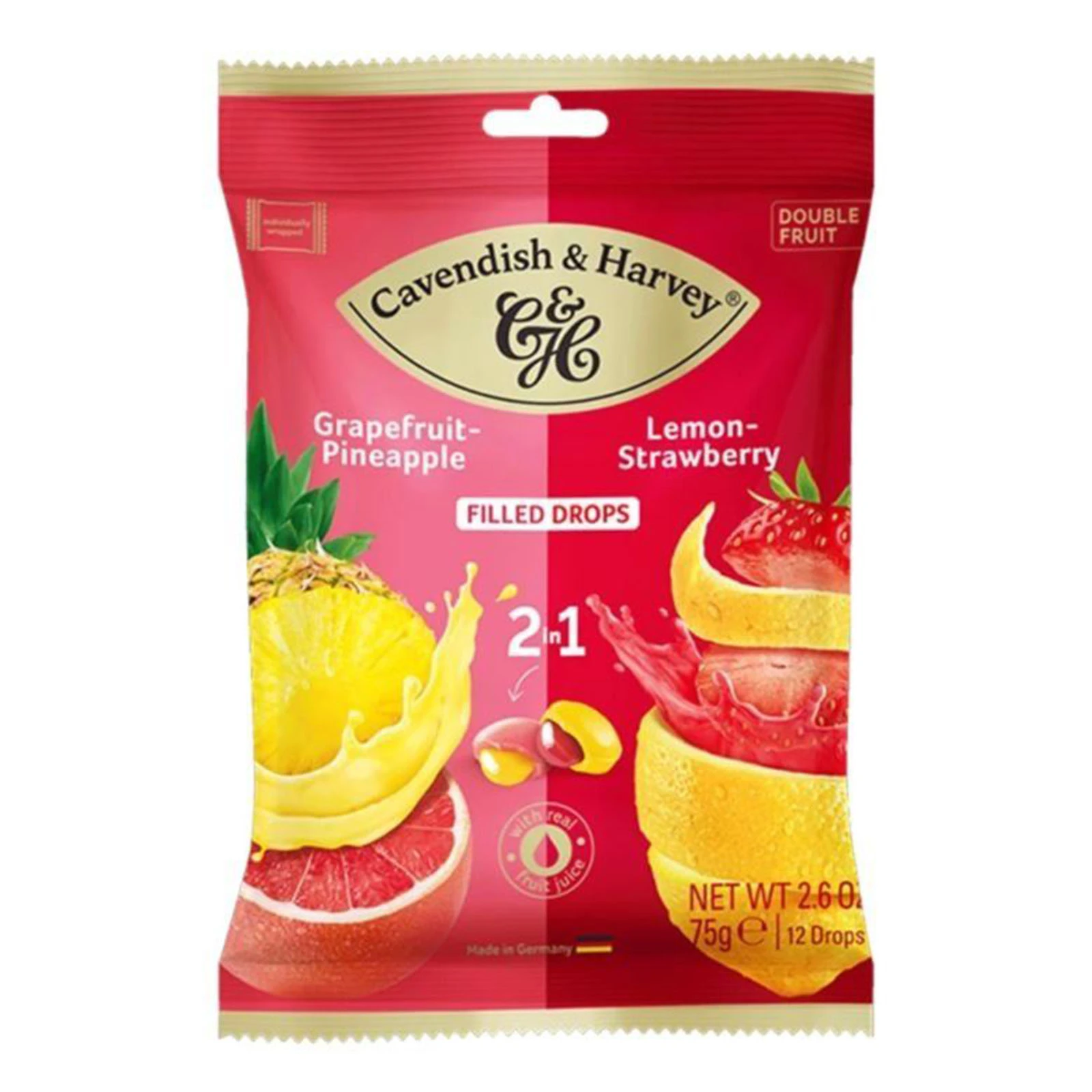 Цукерки Cavendish & Harvey 75г з фрукт начинкою грейпфрукт,ананас,лимон,полуниця Новинка Фото №:1
