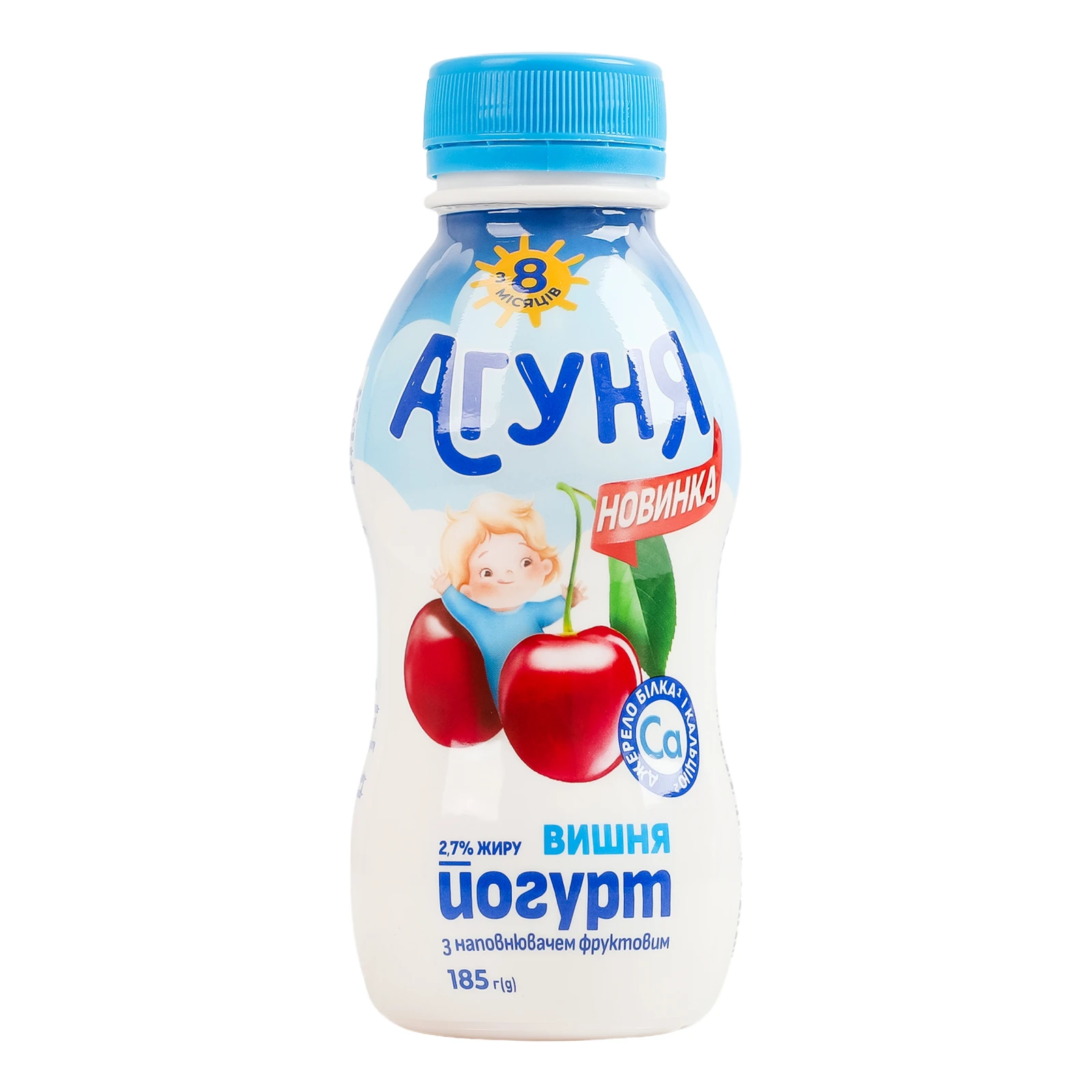 Йогурт Агуня Вишня для дітей від 8-ми місяців 2.7% 185г
