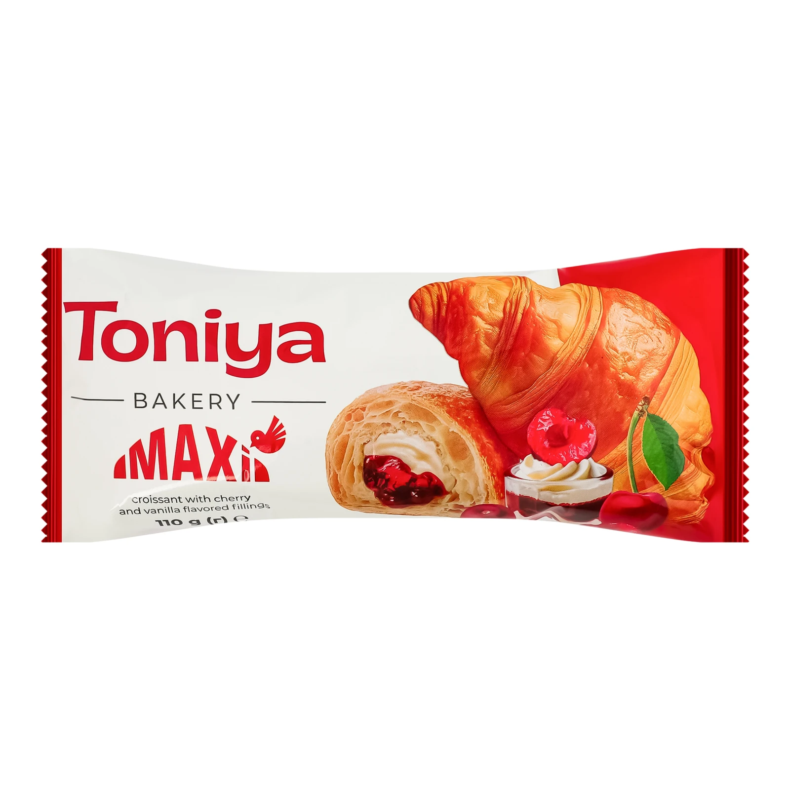 Круасан Toniya Maxi з наповнювачами зі смаком вишні та ванілі 110г