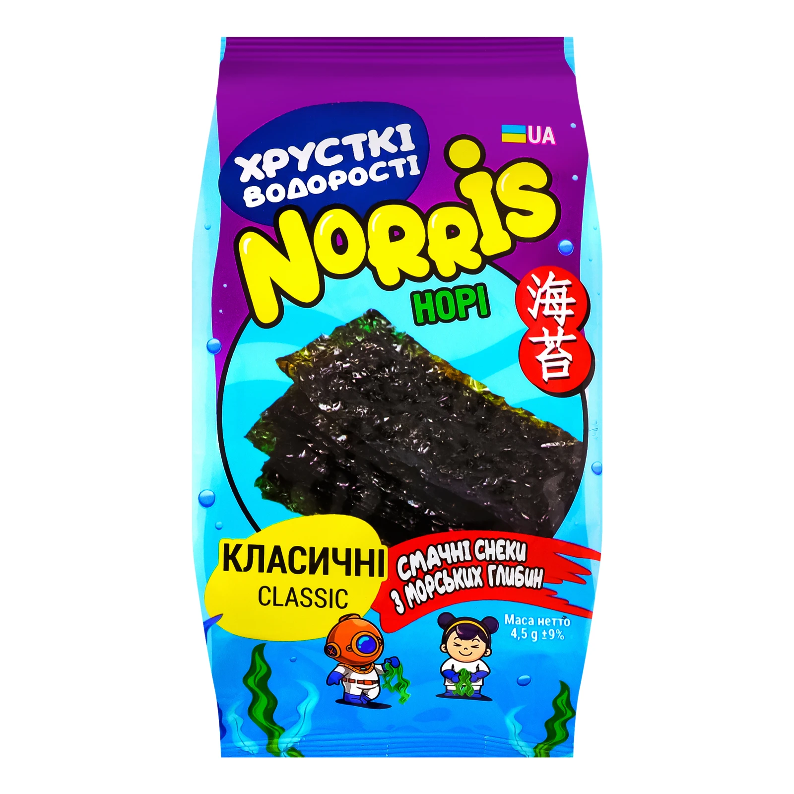 Снеки норі Norris хрусткі водорості Класичні 4.5г Фото №:1