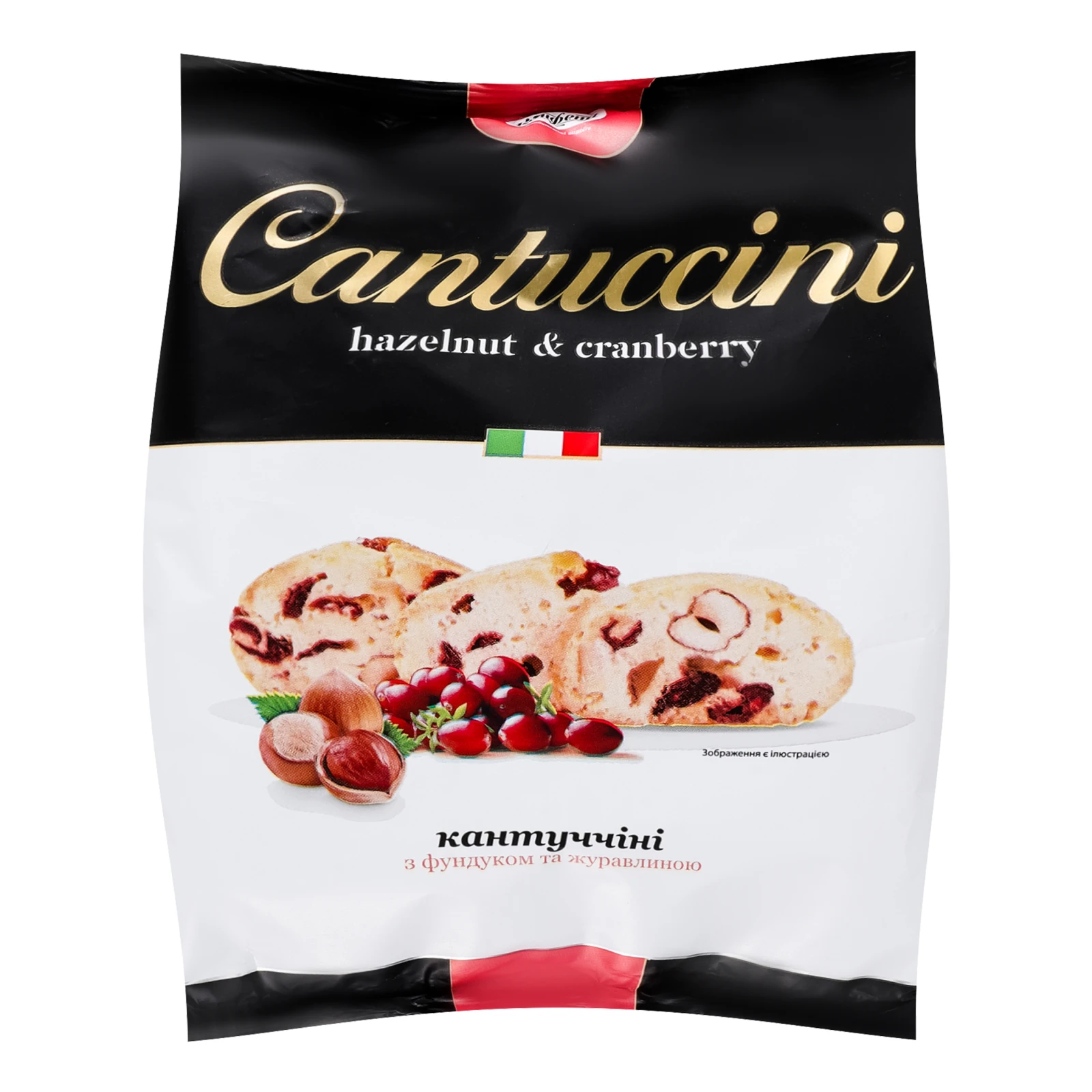 Печиво Конфеті Кантуччіні здобне з фундуком та журавлиною 200г Фото №:1