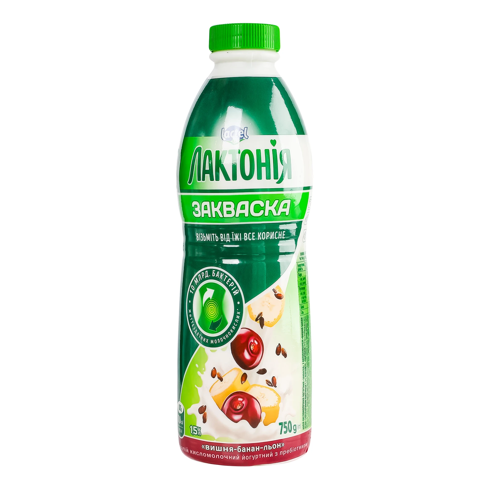 Закваска Лактонія з пребіотиком лактулози Вишня, банан, льон 1.5% 750г Фото №:2