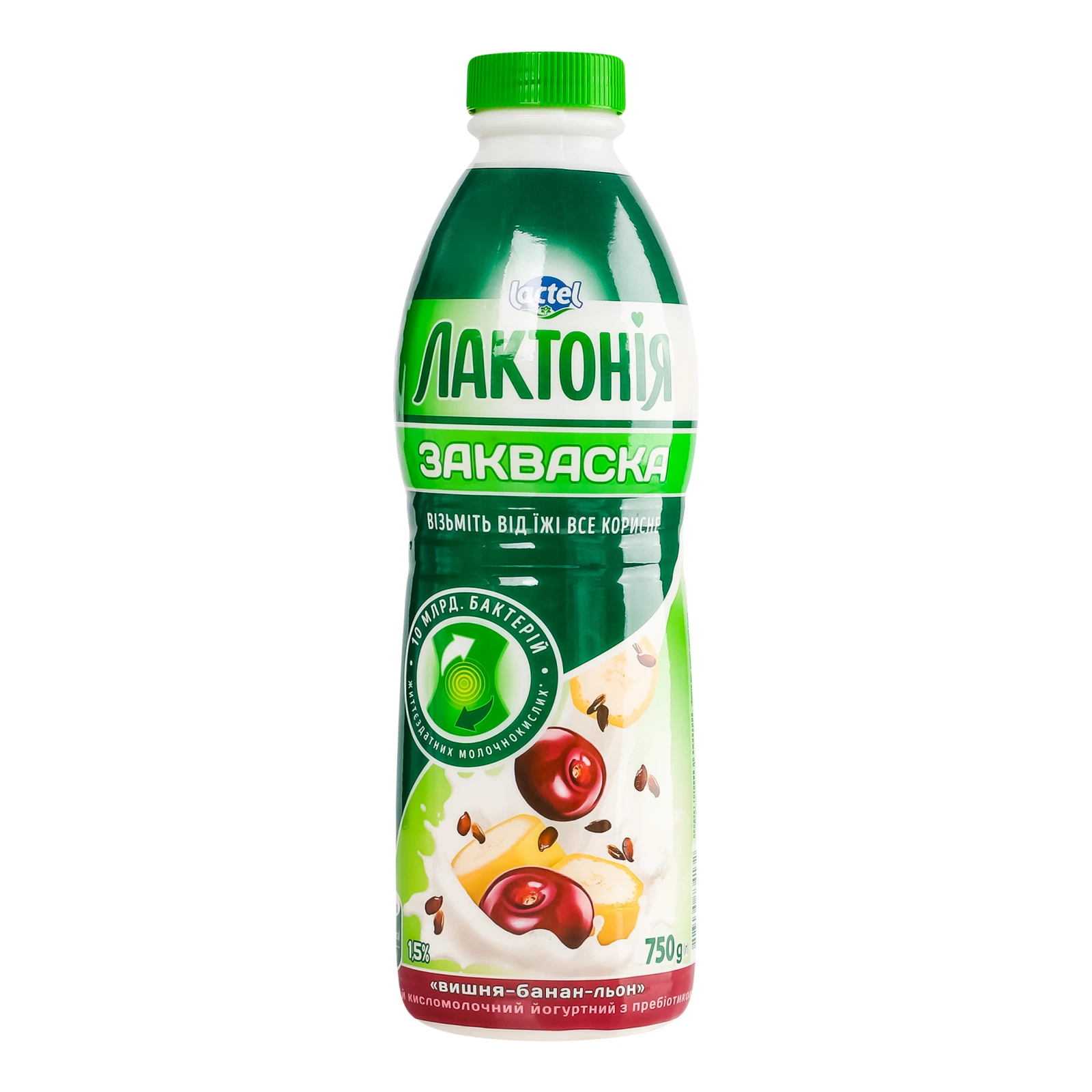 Закваска Лактонія з пребіотиком лактулози Вишня, банан, льон 1.5% 750г Фото №:1