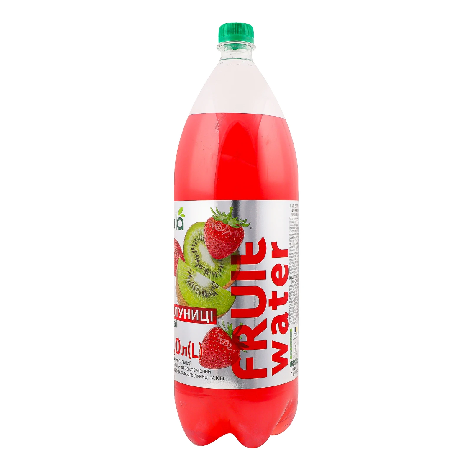 Напій Biola Fruit water соковмісний сильногазований Полуниця-ківі 2л фото 2