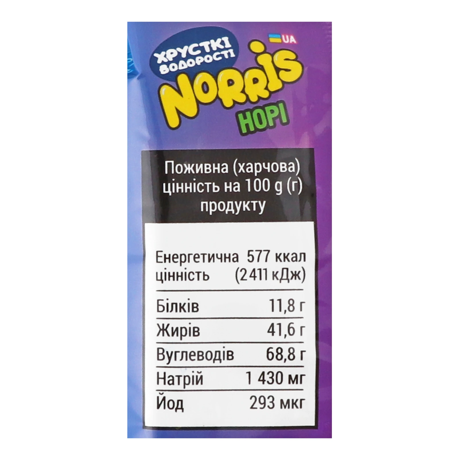 Снеки норі Norris хрусткі водорості Теріякі 4.5г Фото №:3