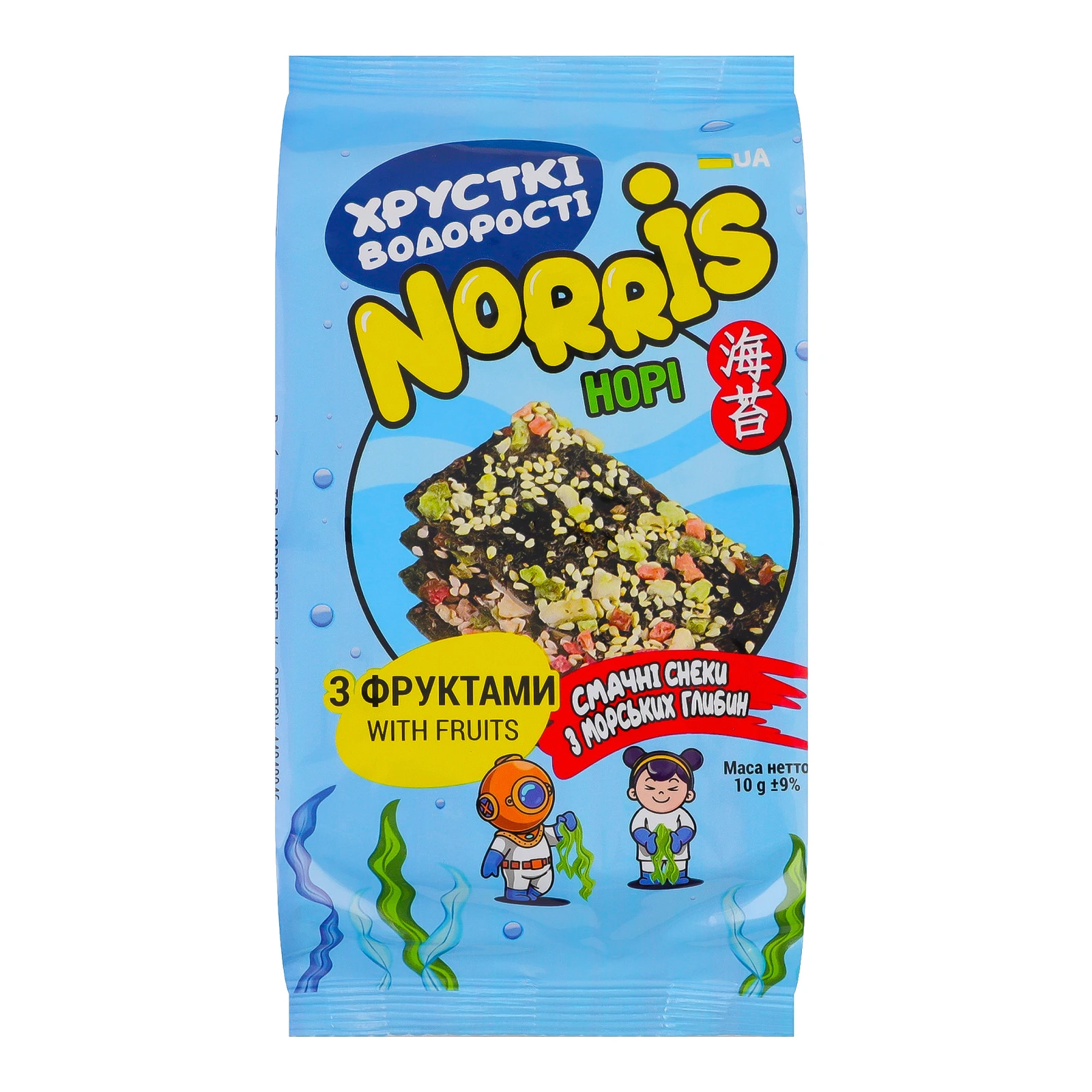Снеки норі Norris хрусткі водорості з фруктами 10г