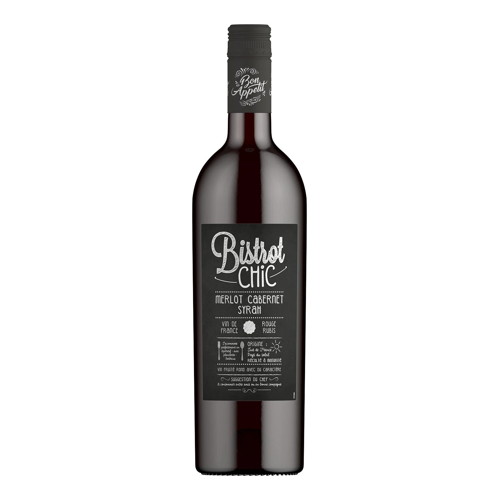 Вино Bistrot Chic Merlot Cabernet Sauvignon Syrah сухе червоне 14% 0.75л Фото навігації №:1