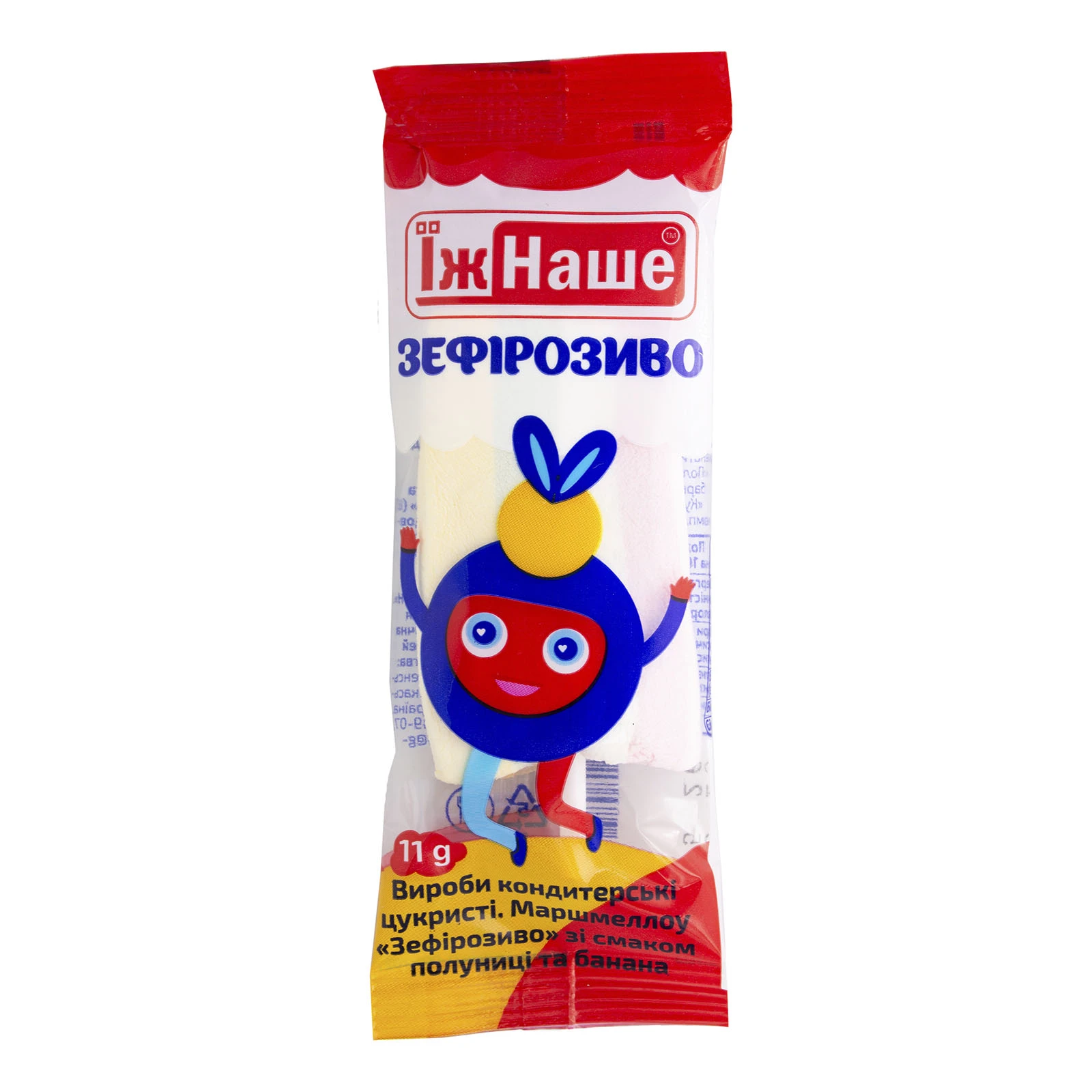 Маршмелоу ЇжНаше Зефірозиво зі смаком полуниці та банана 11г Фото №:1