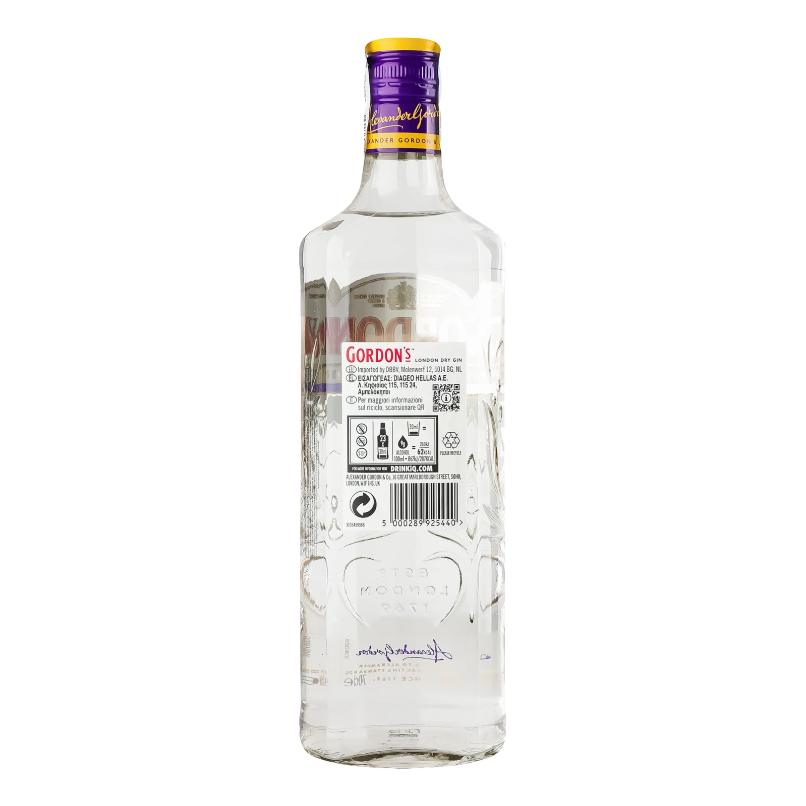 Джин Gordon's London Dry 37.5% 0.7л фото 2