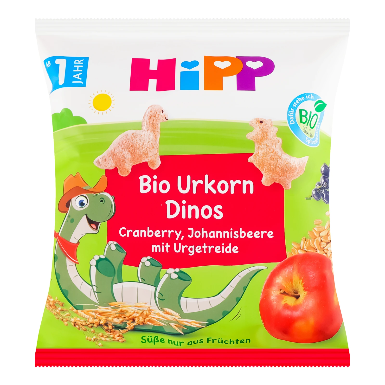 Снеки Hipp Динозаври органічні з журавлиною та чорною смородиною для дітей від 12-ти місяців 30г Фото №:1