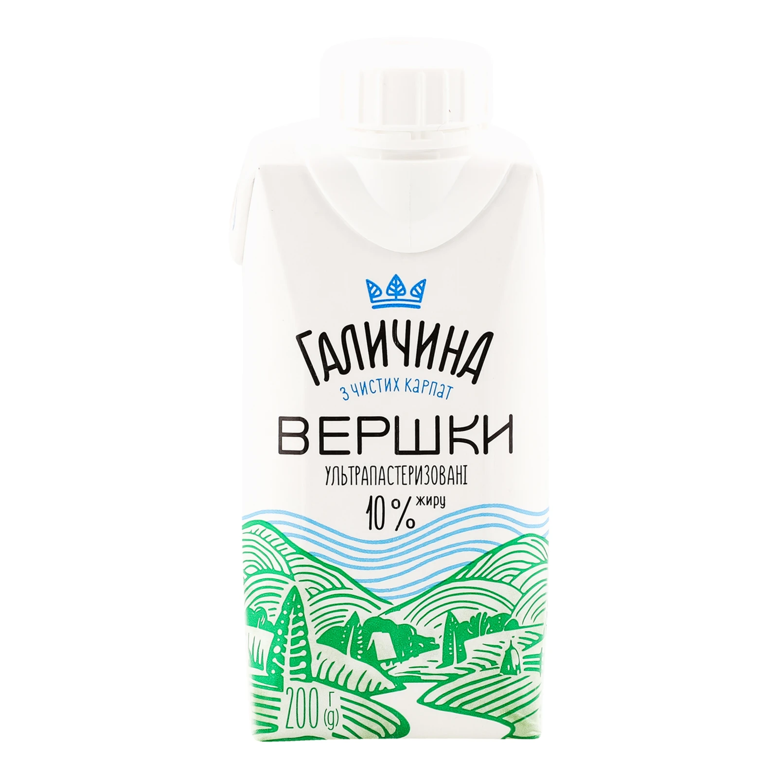 Вершки Галичина питні ультрапастеризовані 10% 200г Фото №:1