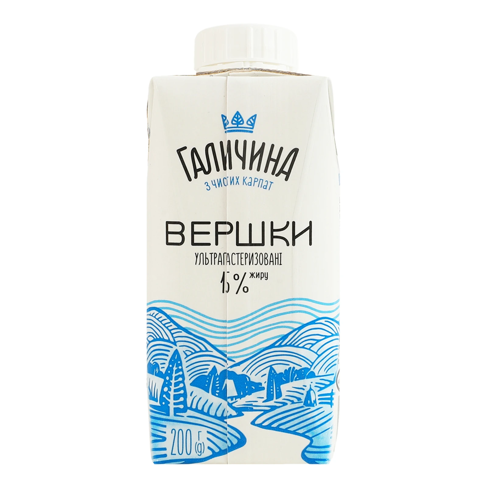 Вершки Галичина питні ультрапастеризовані 15% 200г Фото №:2