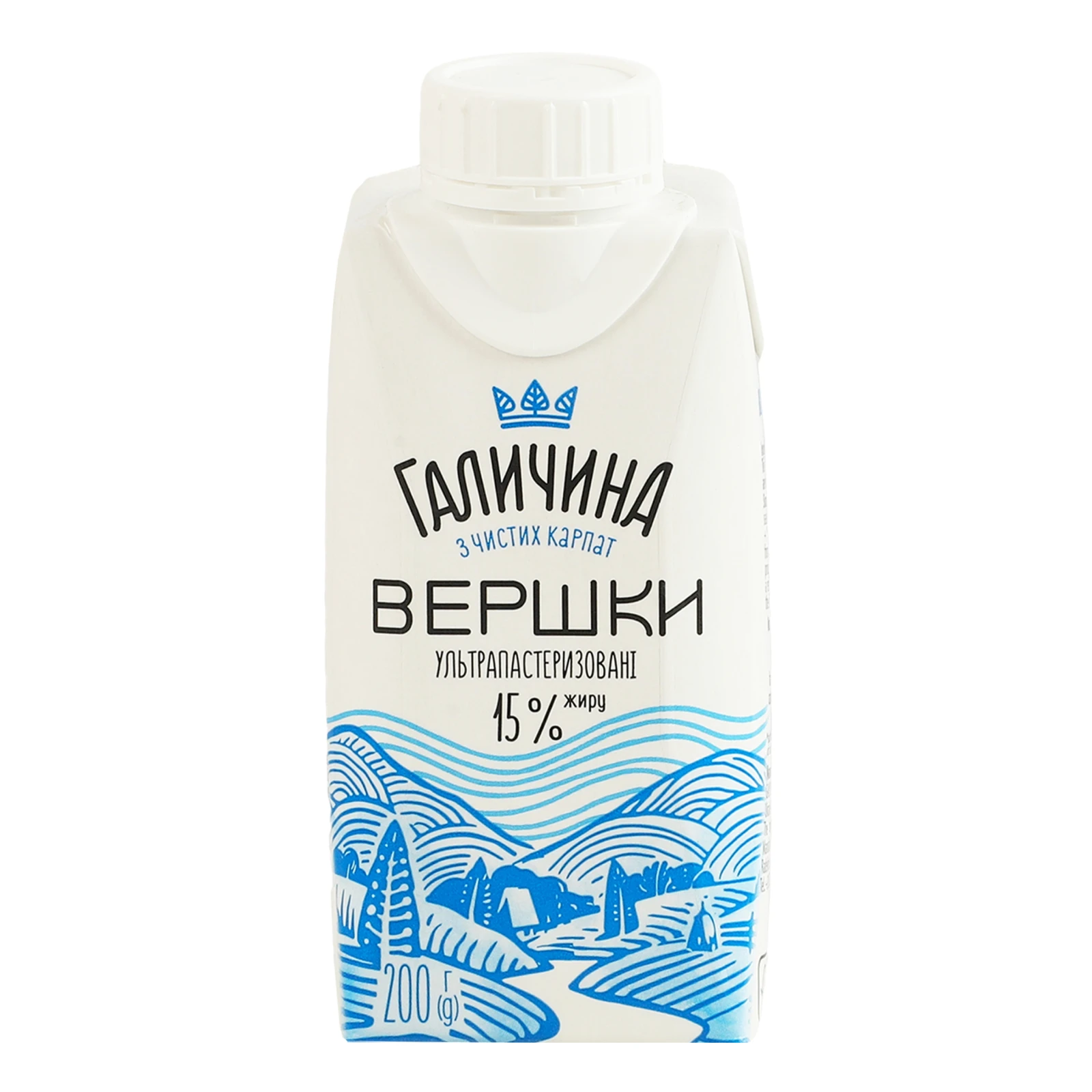 Вершки Галичина питні ультрапастеризовані 15% 200г Фото №:1