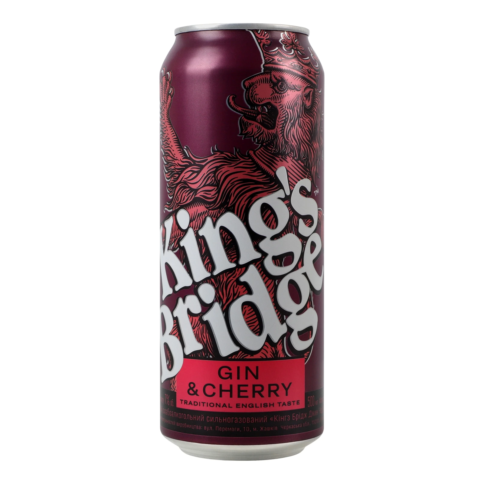 Напій слабоалкогольний King's Bridge Gin&Cherry сильногазований 7% 0.5л Фото навігації №:1